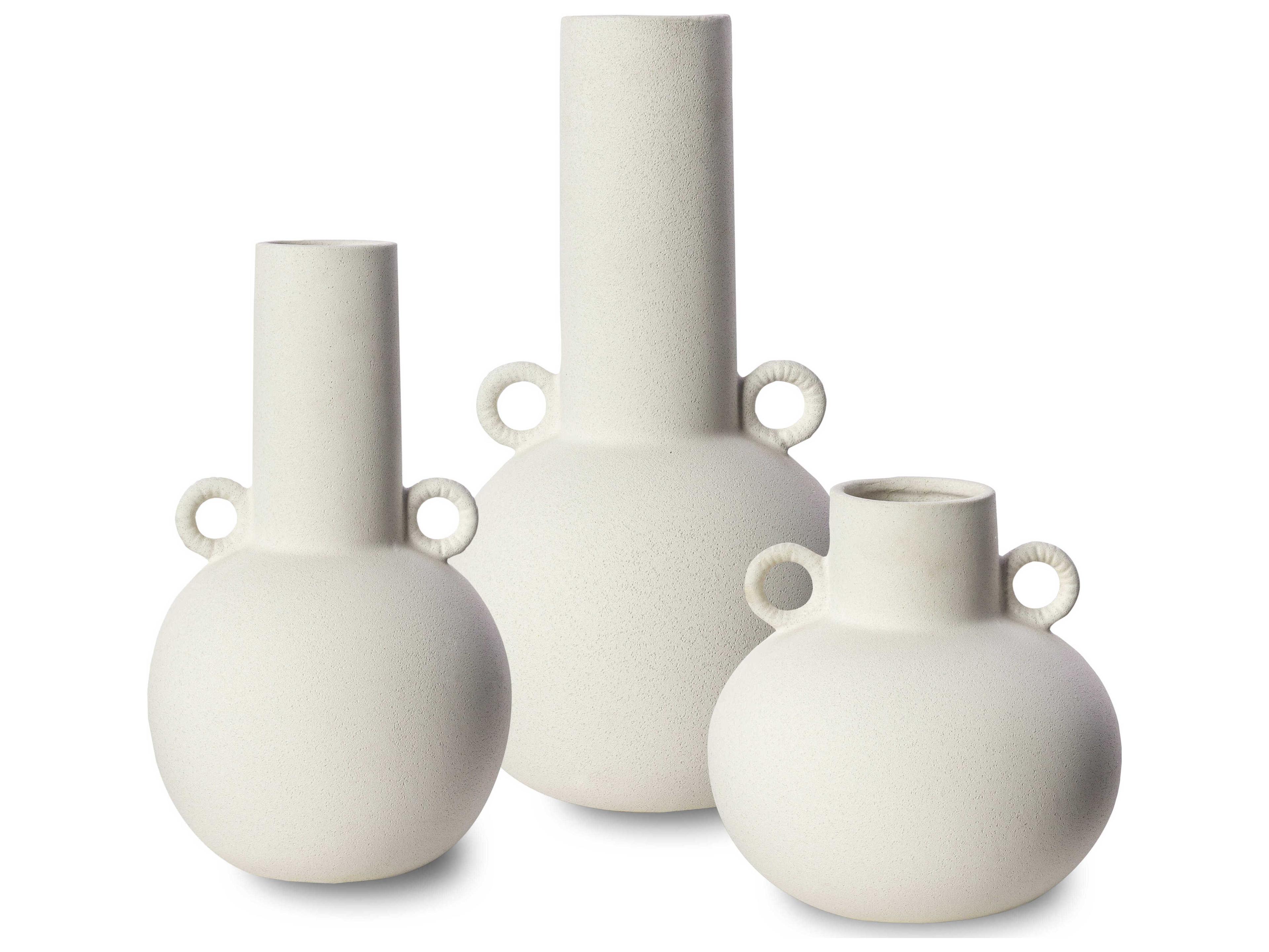 Surya Acanceh White Vase Set of 3