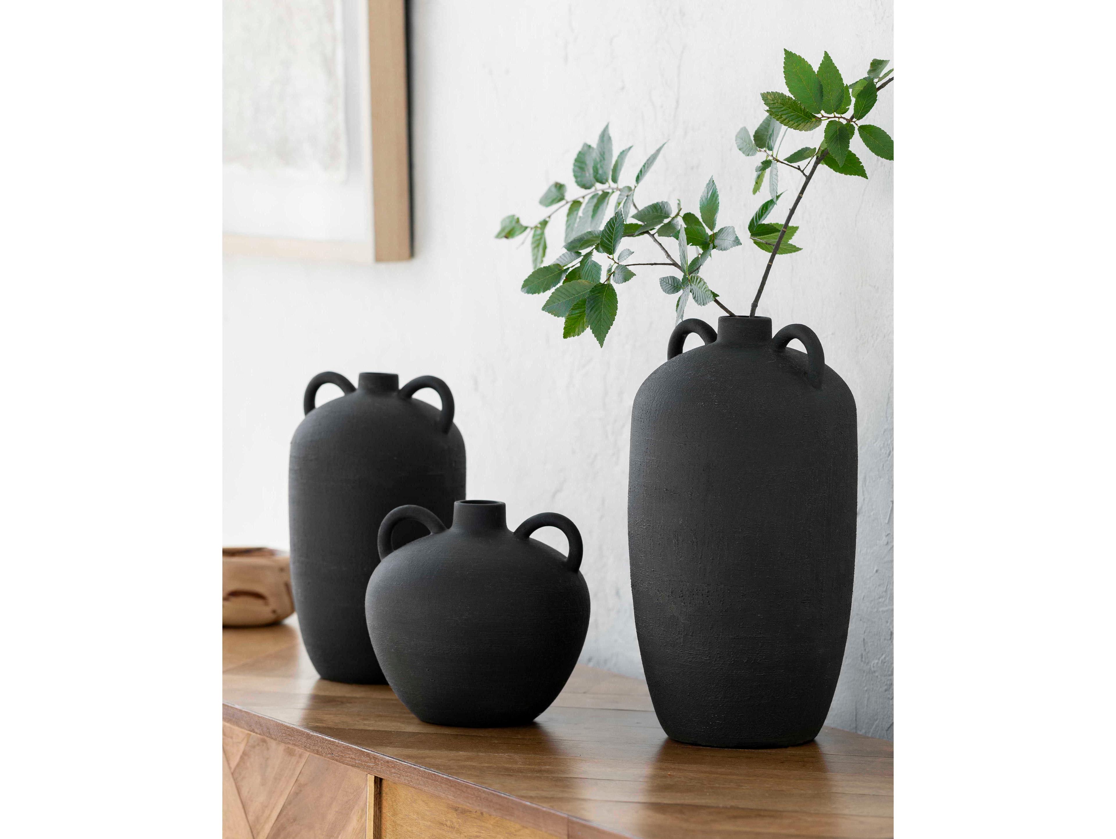 Surya Acanceh Black Vase Set of 3