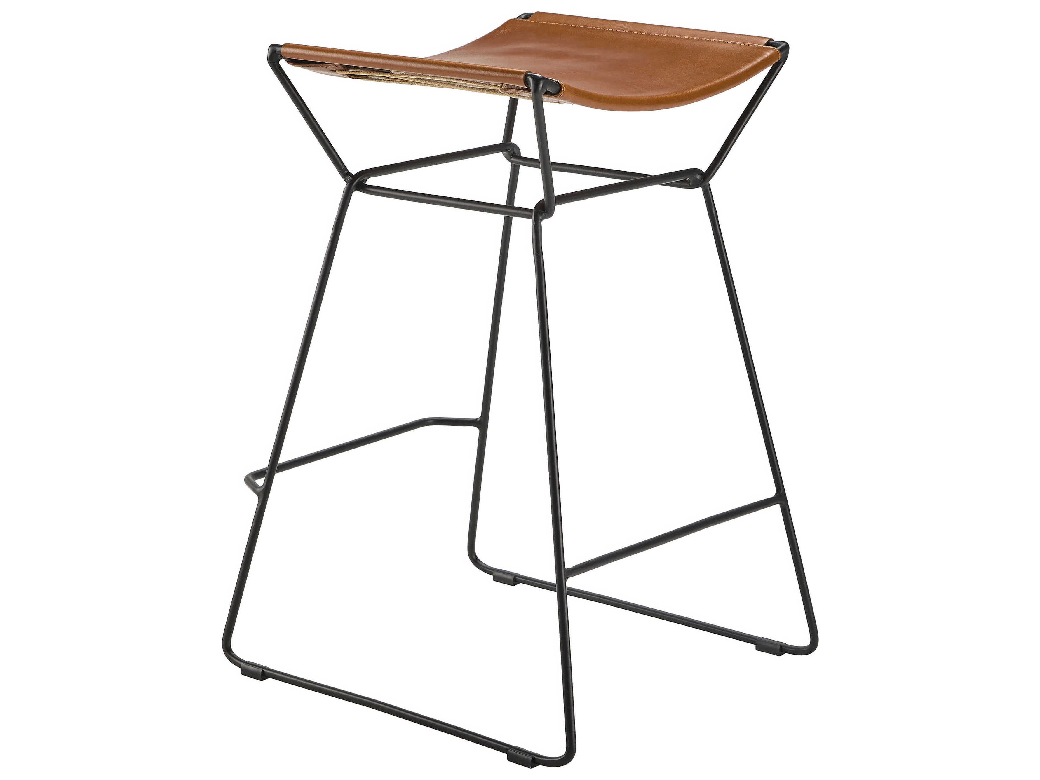 Surya Celerio Brown Gray Leather Counter Stool
