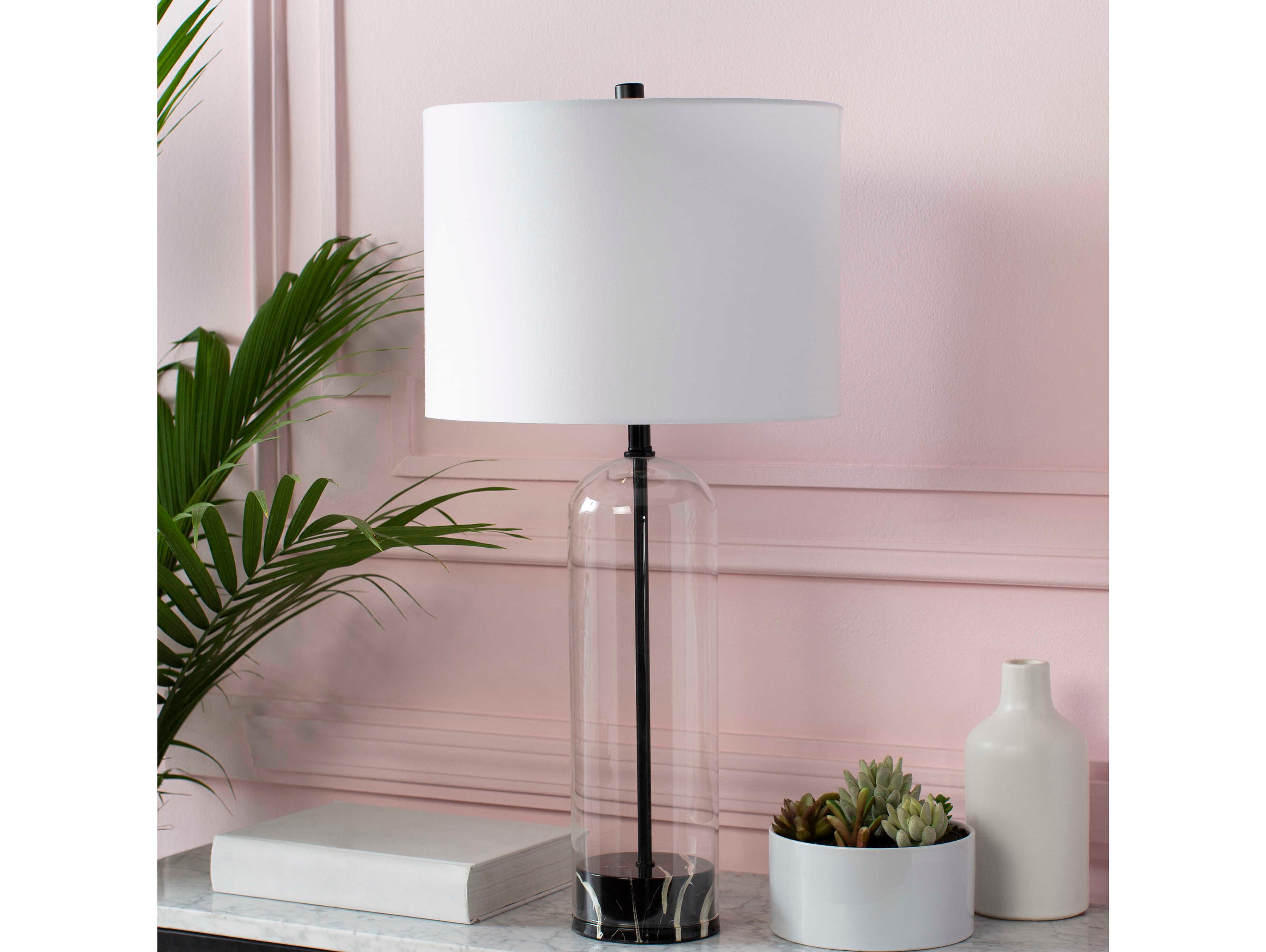 Surya Carthage Clear White Cotton Buffet Lamp