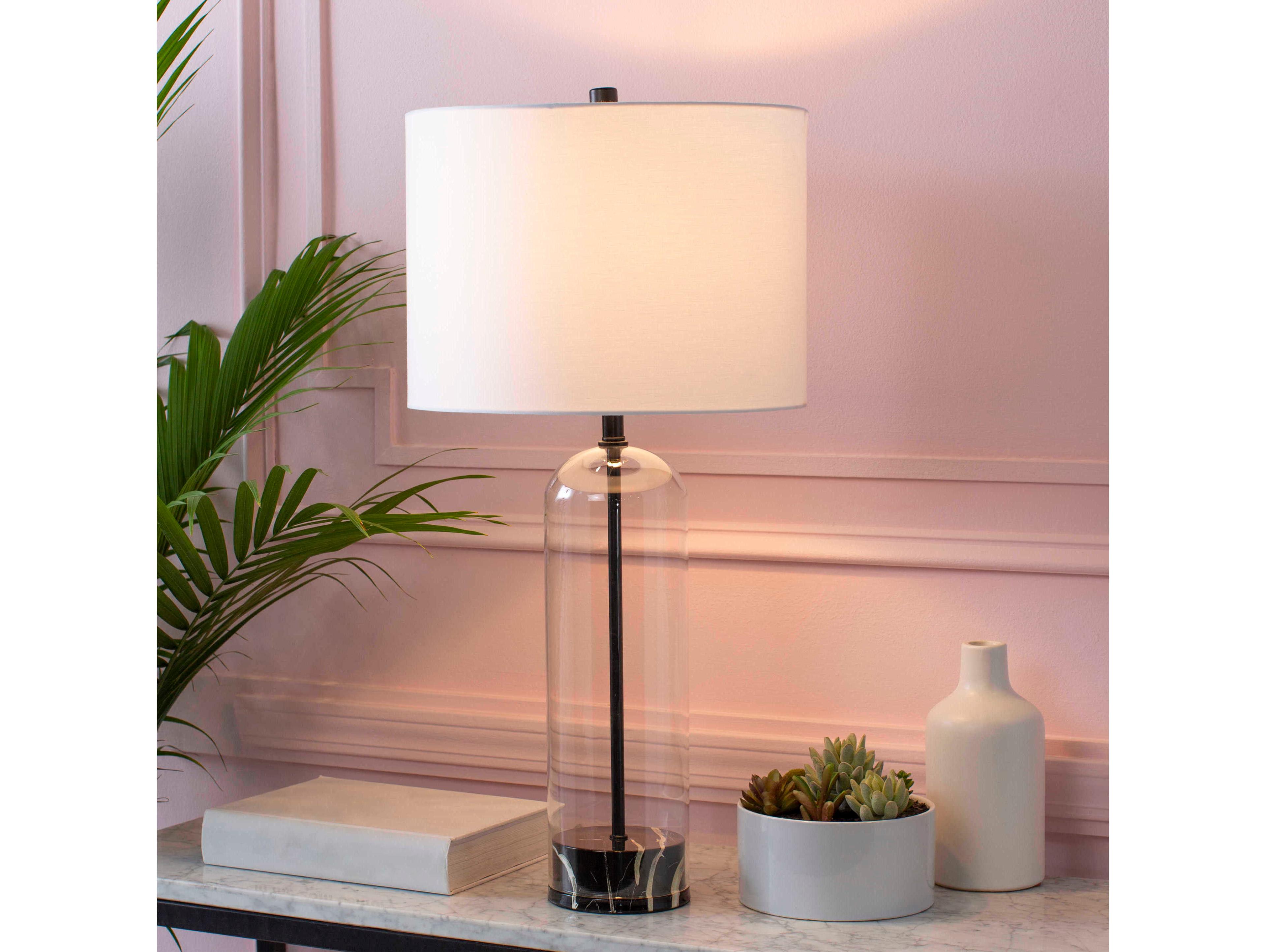 Surya Carthage Clear White Cotton Buffet Lamp