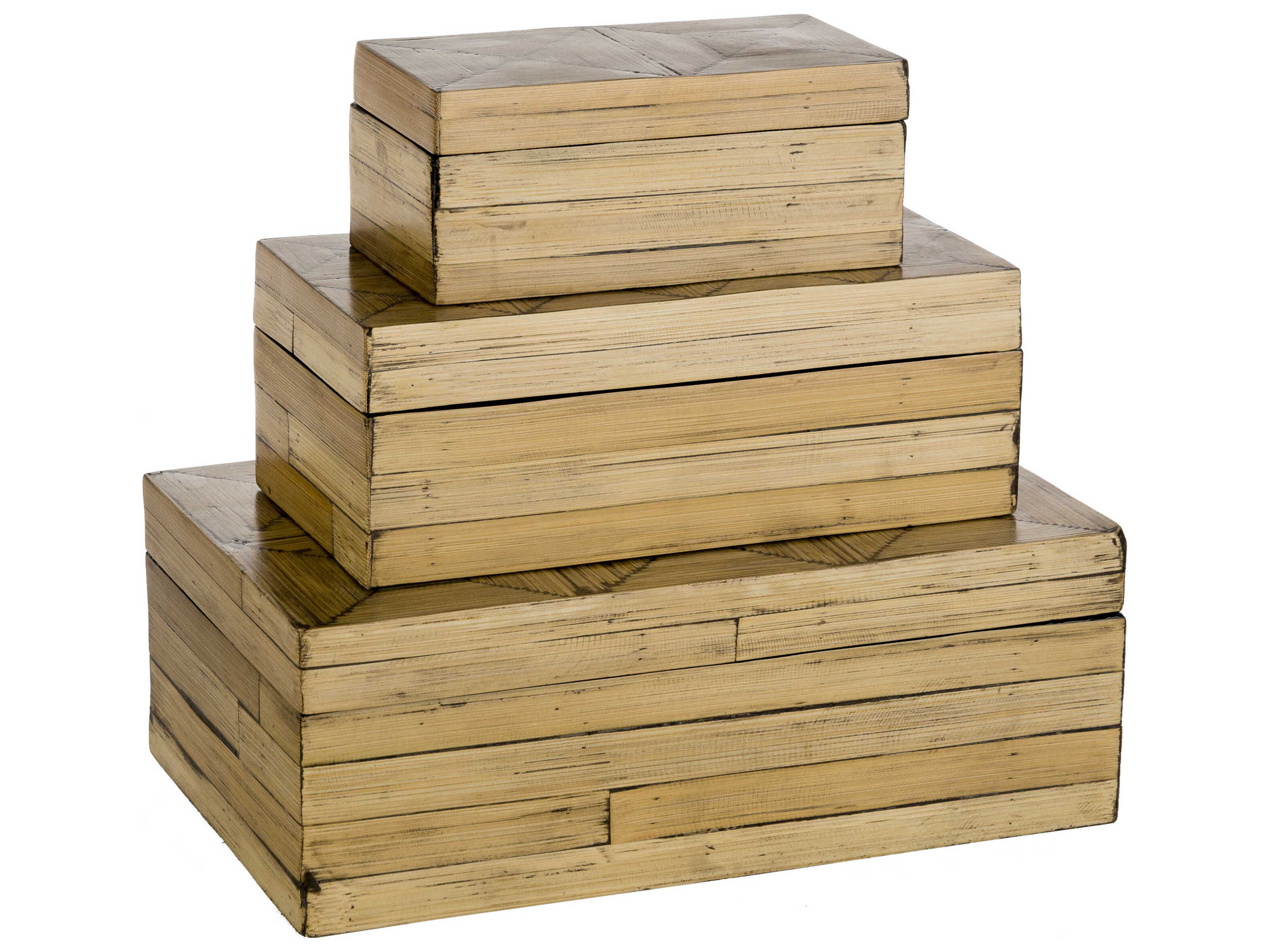 Surya Cane Garden Brown Decorative Box Set of 3