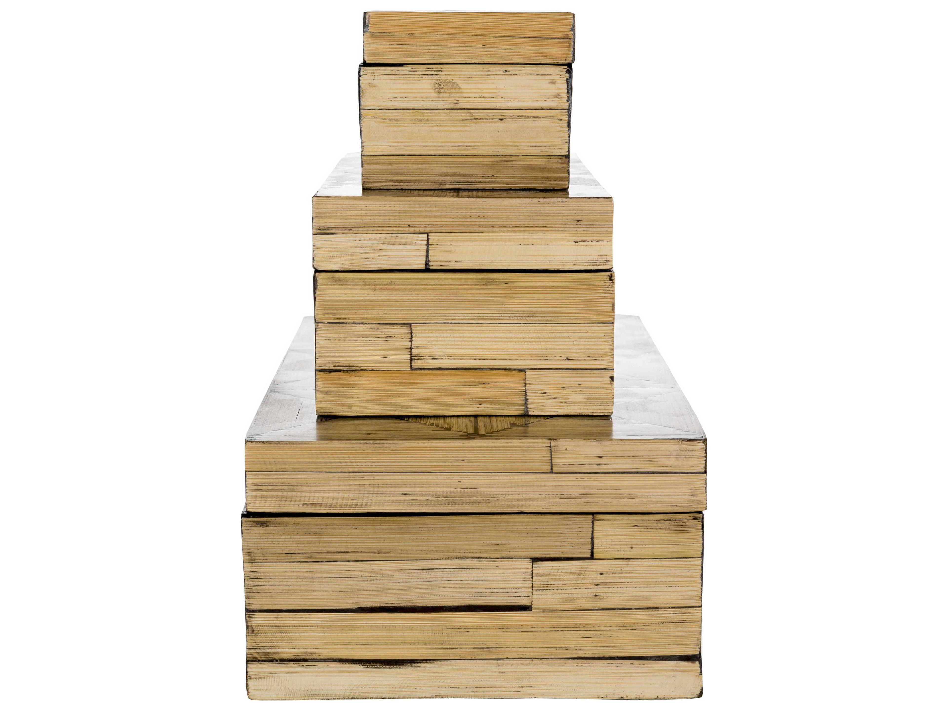 Surya Cane Garden Brown Decorative Box Set of 3