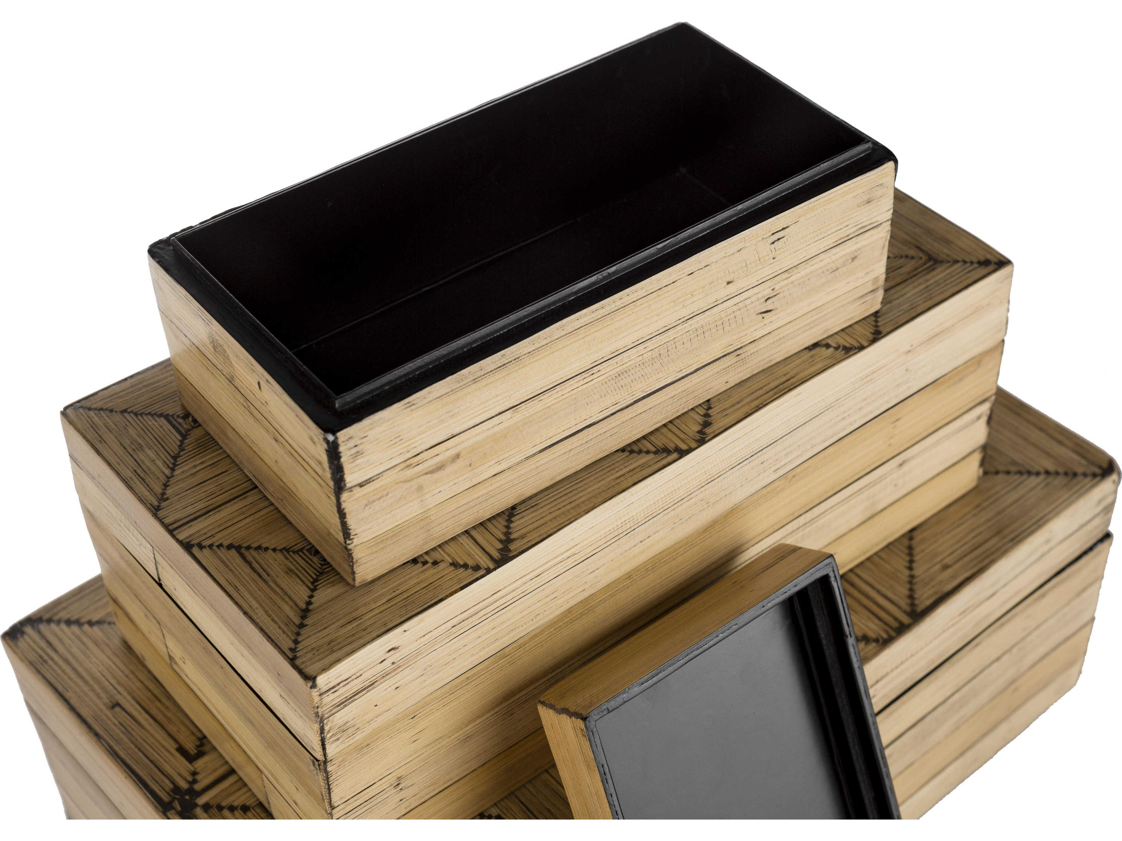 Surya Cane Garden Brown Decorative Box Set of 3