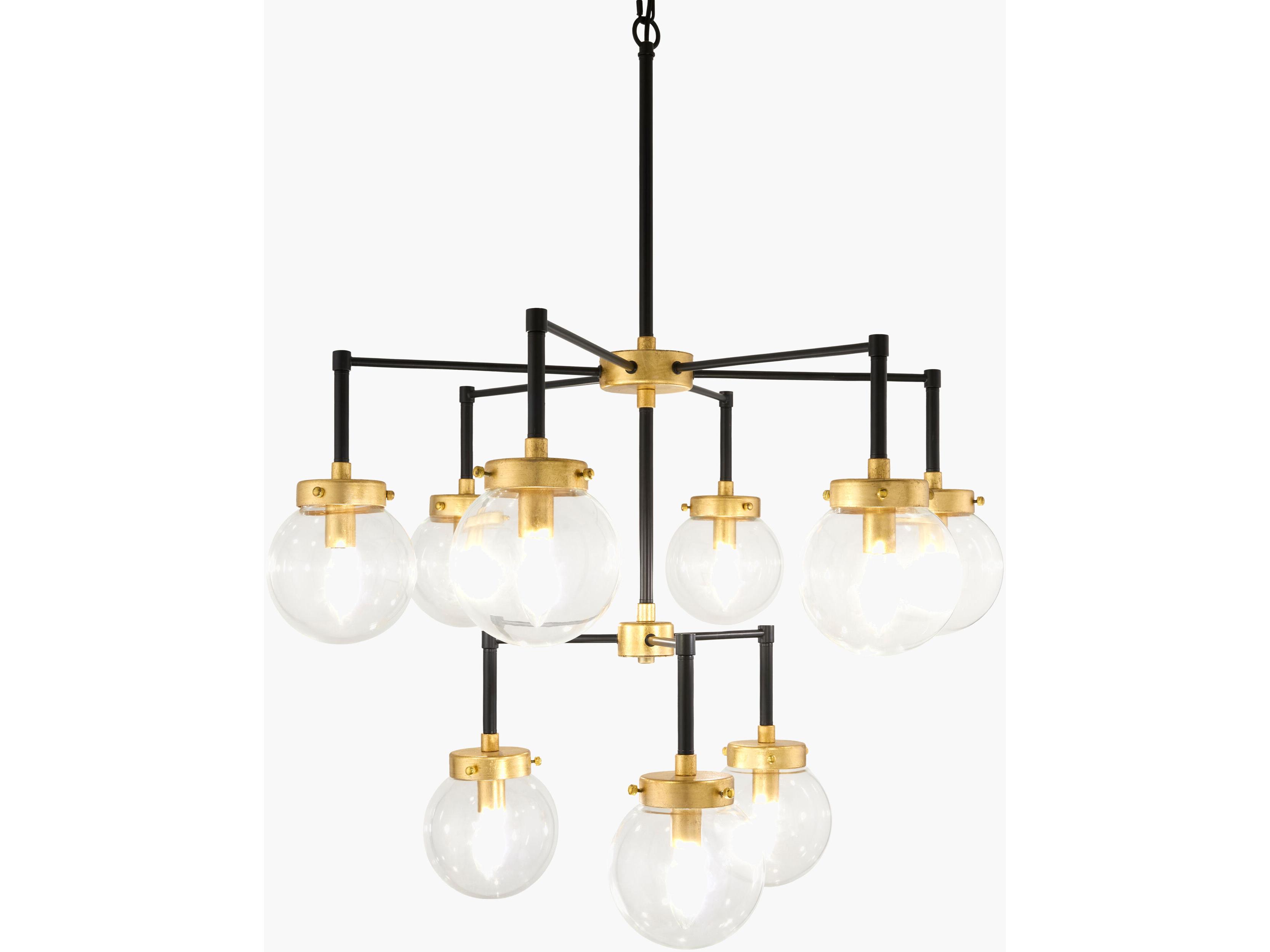Surya Chinon 9-Light Black Gold Globe Tiered Chandelier