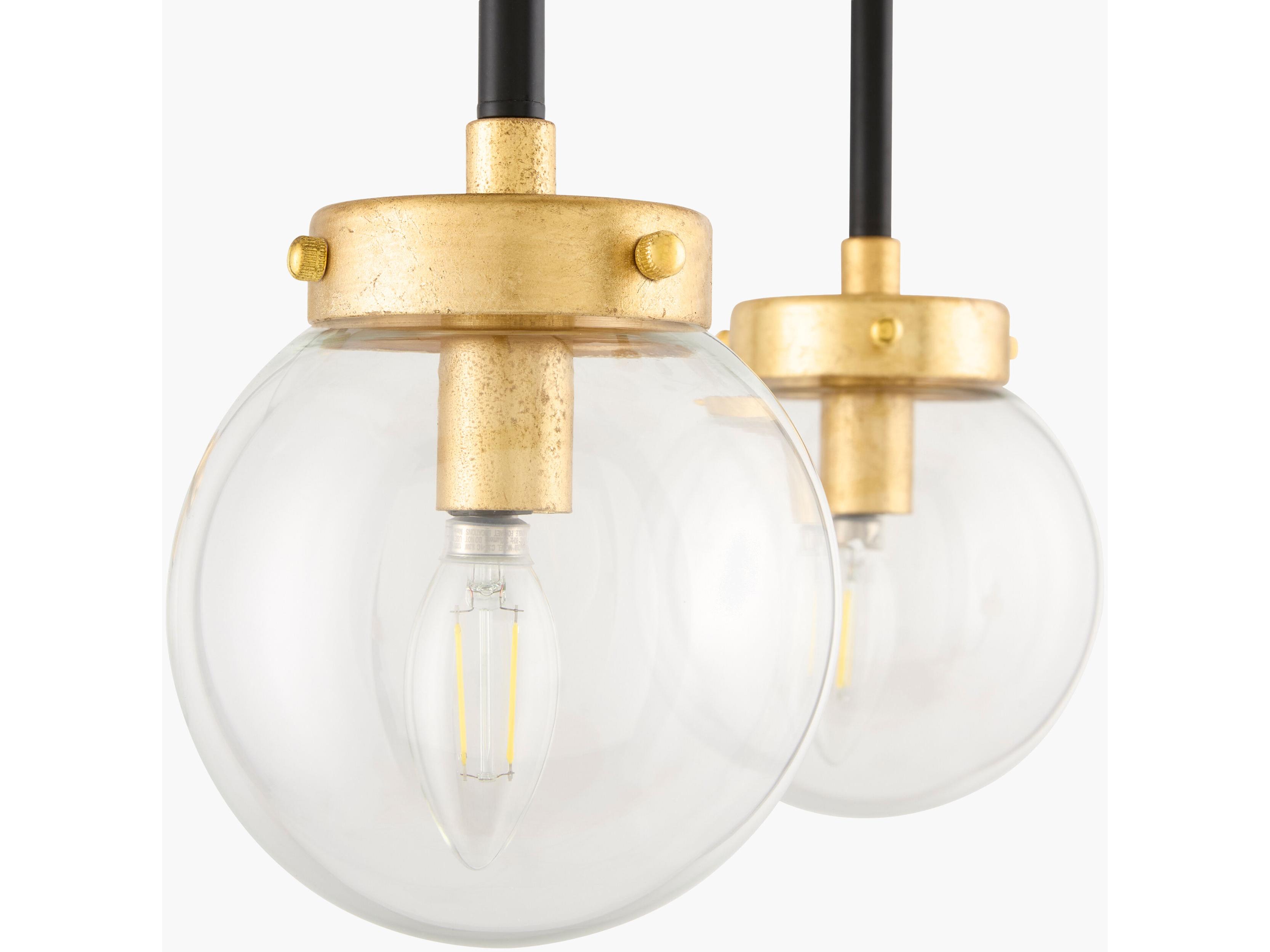 Surya Chinon 9-Light Black Gold Globe Tiered Chandelier