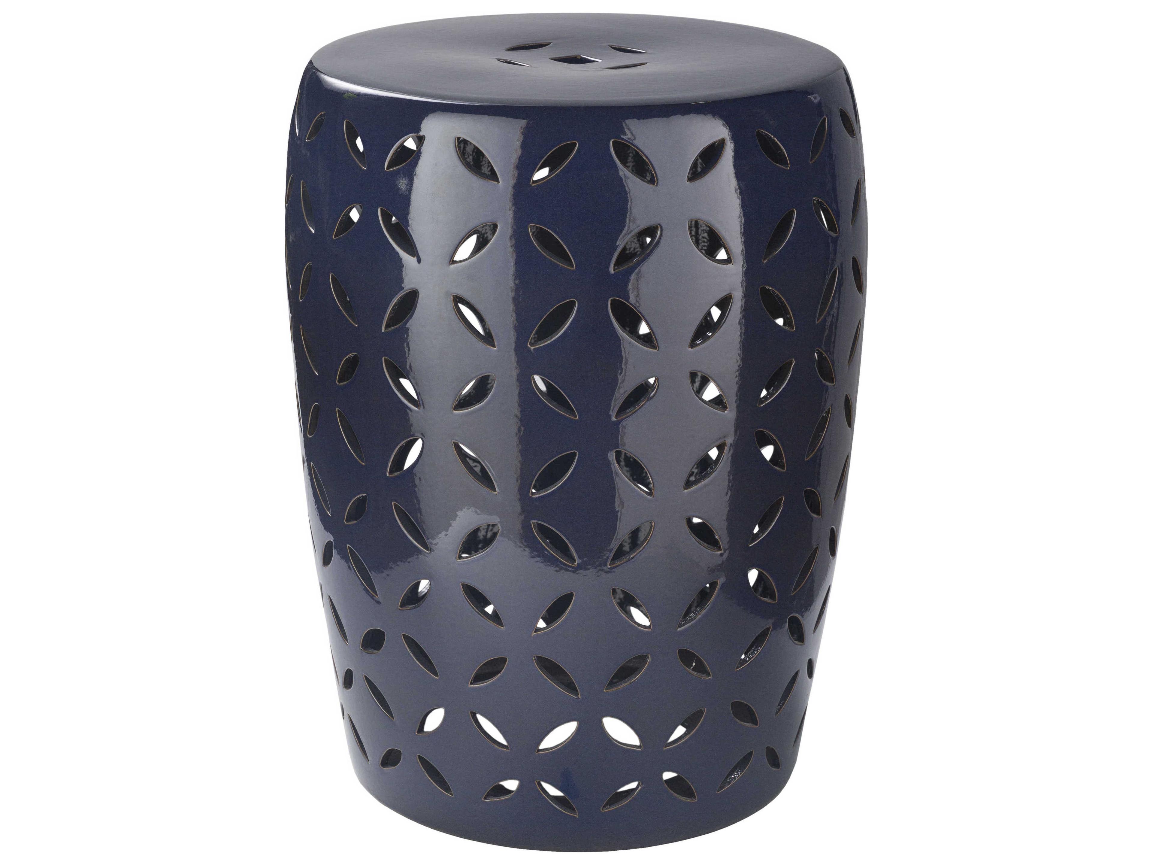 Surya Chantilly Navy Blue Accent Stool