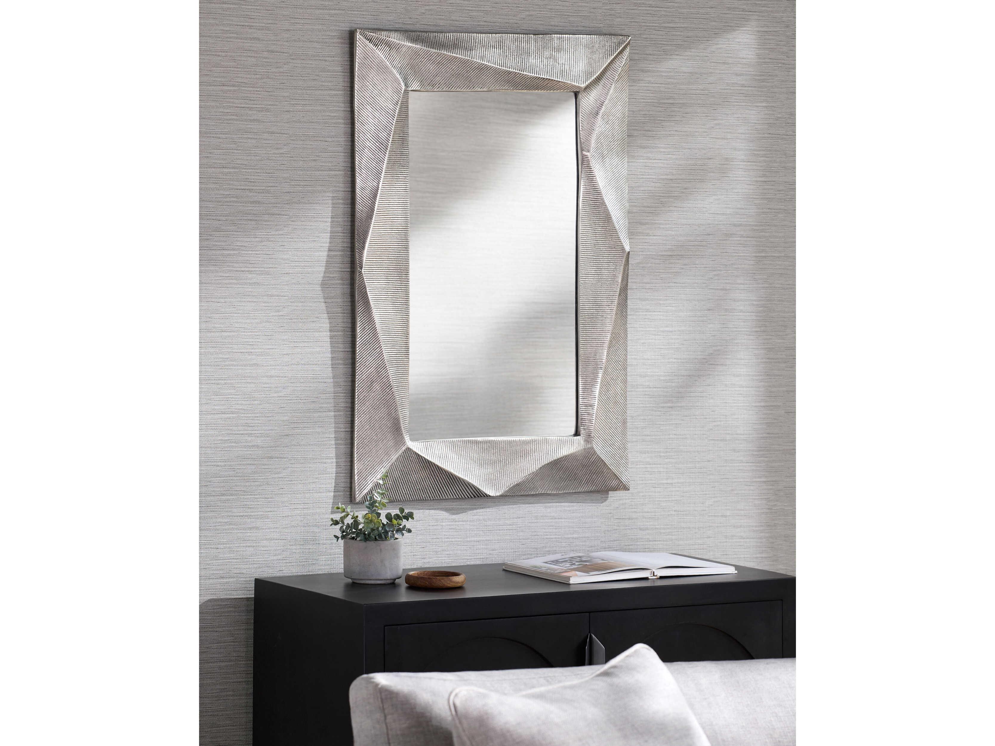 Surya Ciar Metallic Nickel Rectangular Wall Mirror