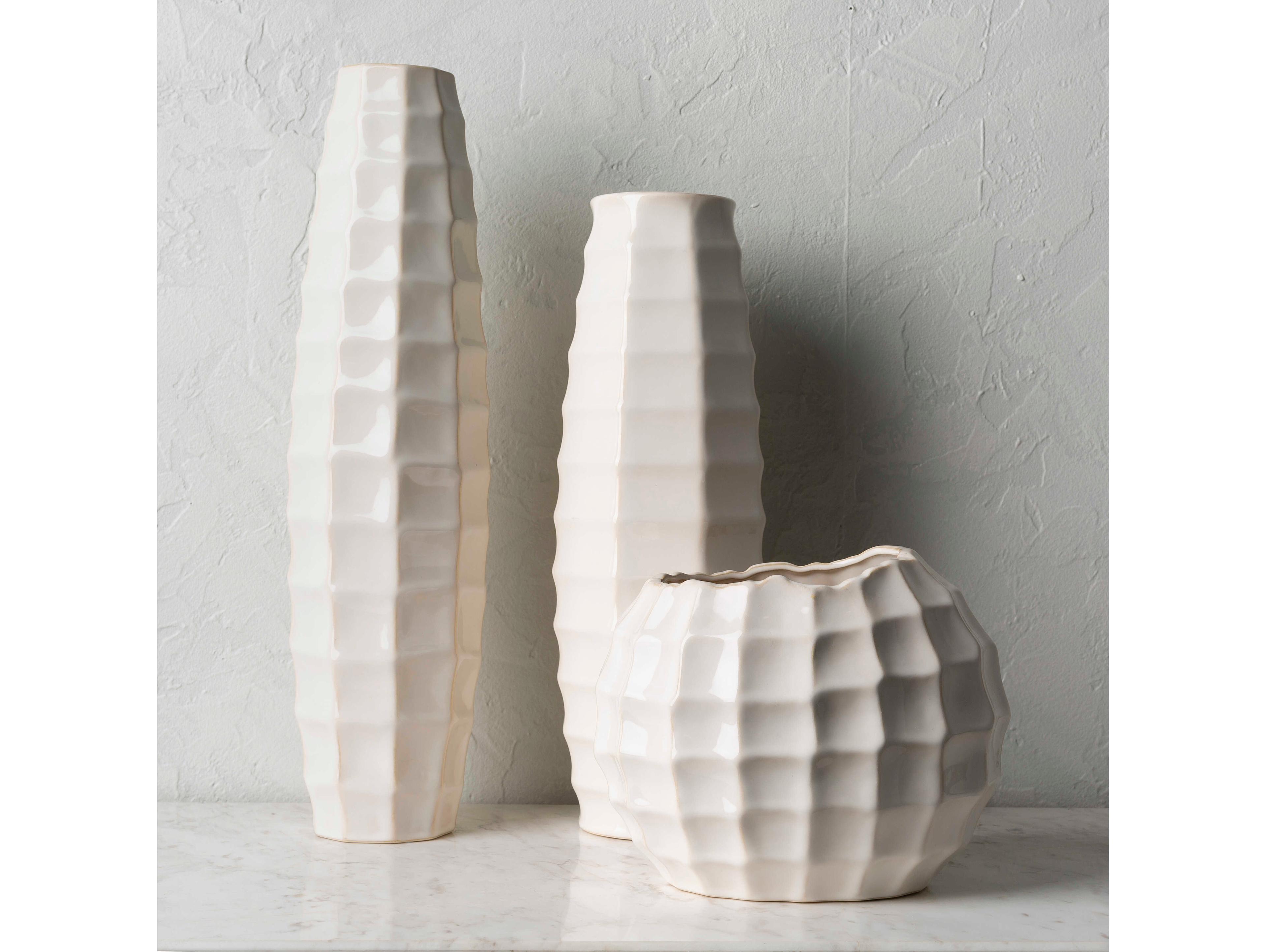 Surya Cirio Cream Vase Set of 3