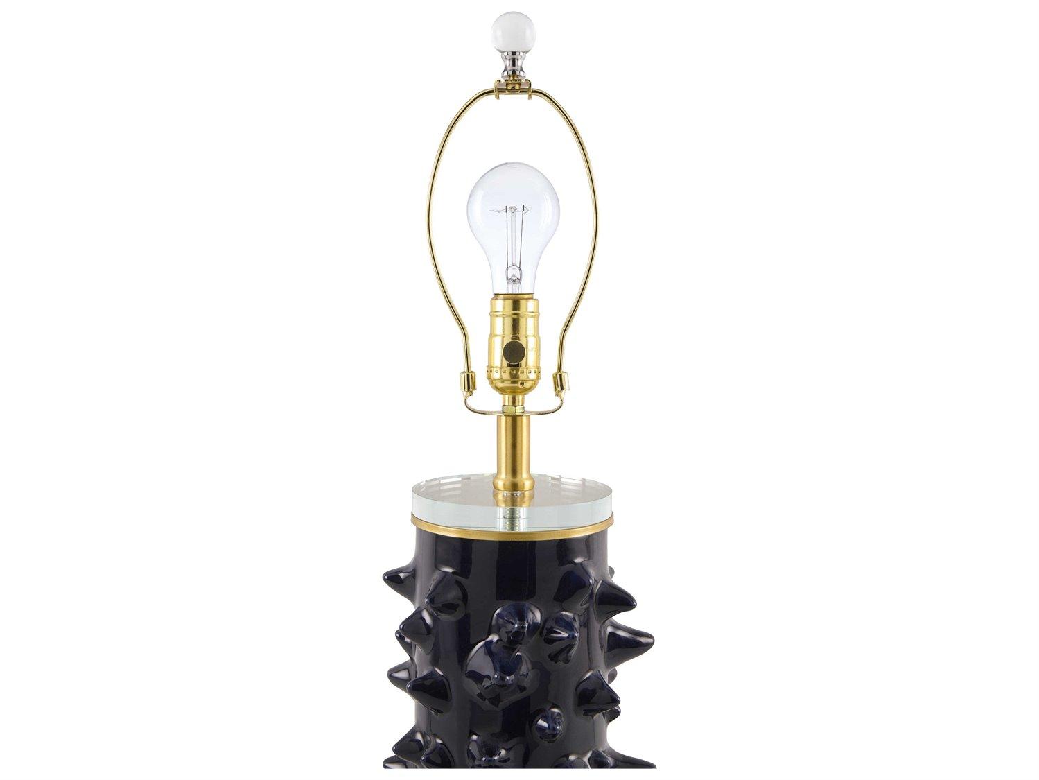 Surya Canary Black White Linen Buffet Lamp
