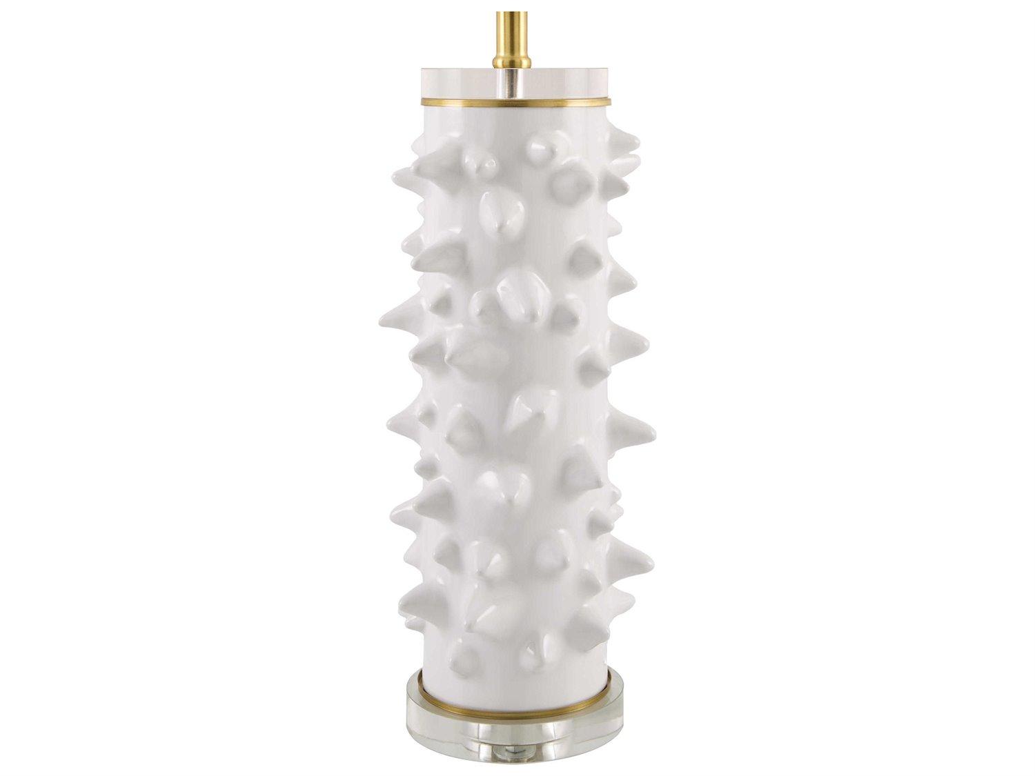 Surya Canary White Linen Buffet Lamp