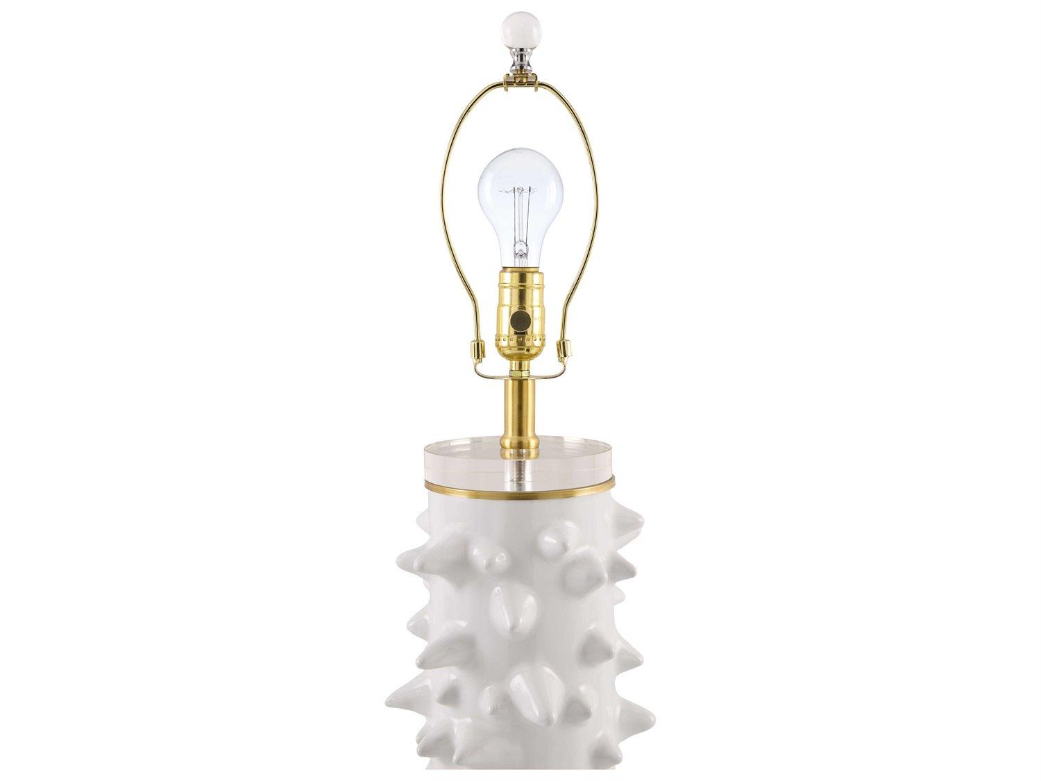 Surya Canary White Linen Buffet Lamp