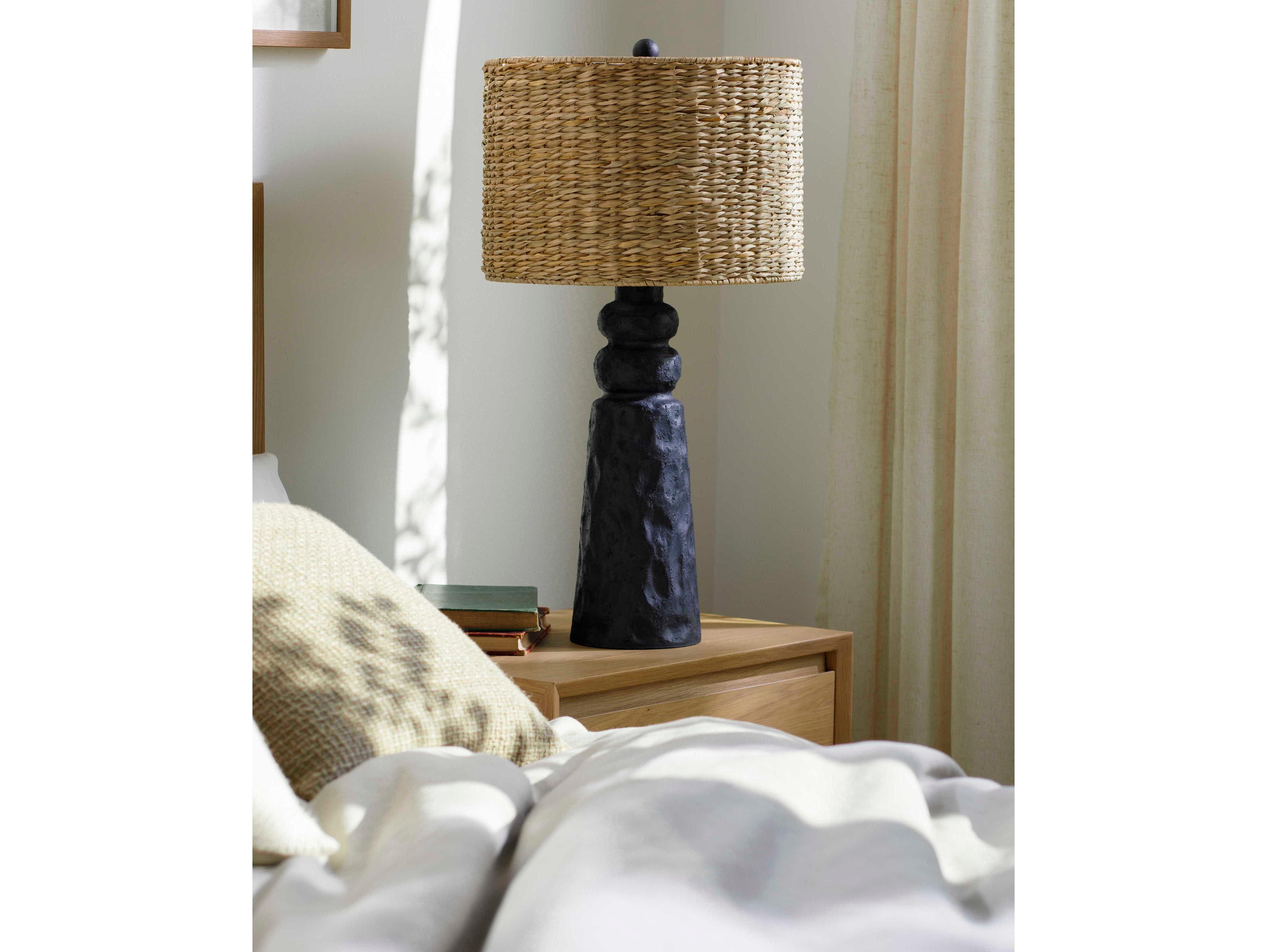 Surya Conway Black Tan Seagrass Buffet Lamp