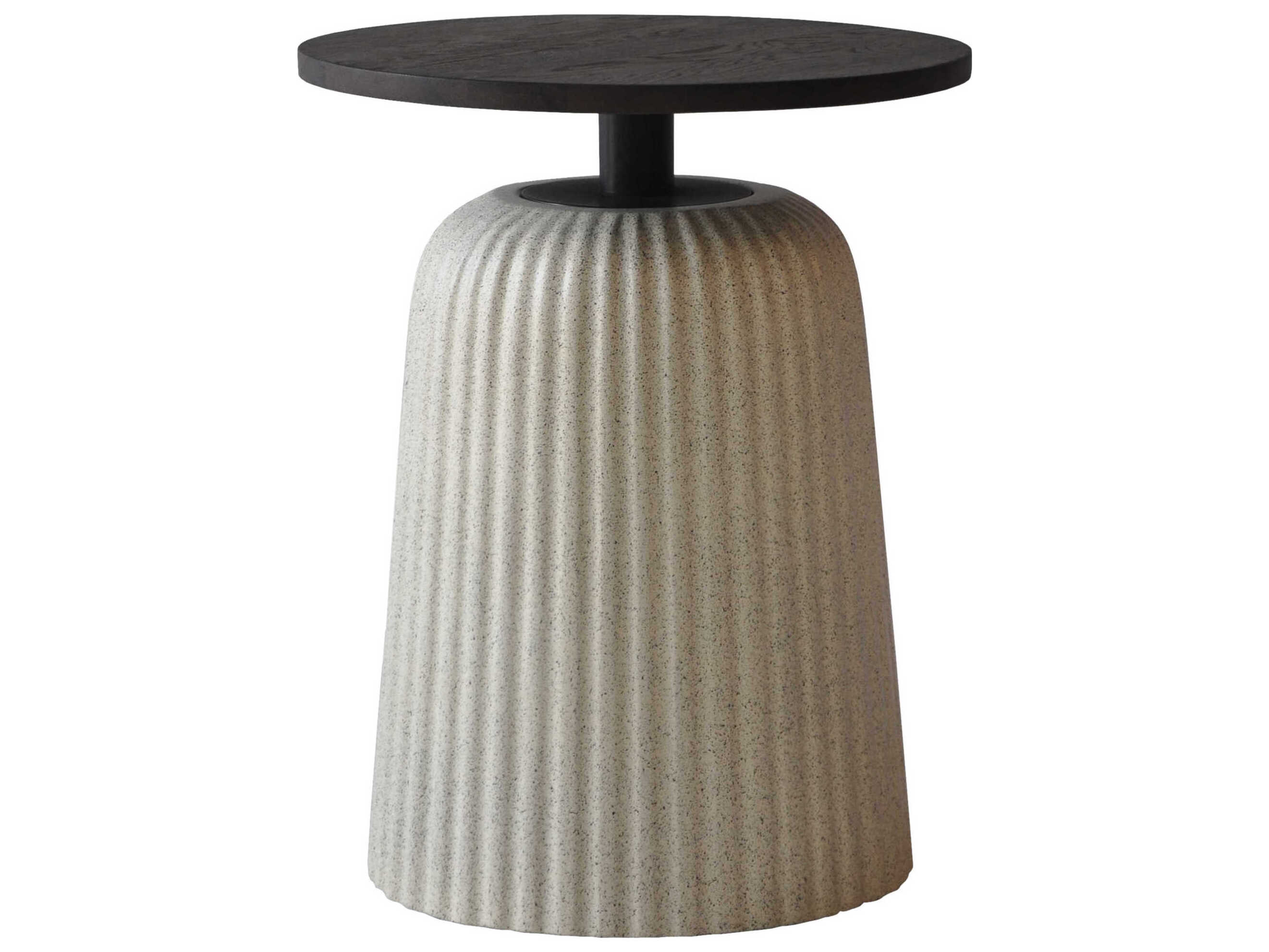 Surya Cornelia Round Wood Dark Brown Beige Black End Table