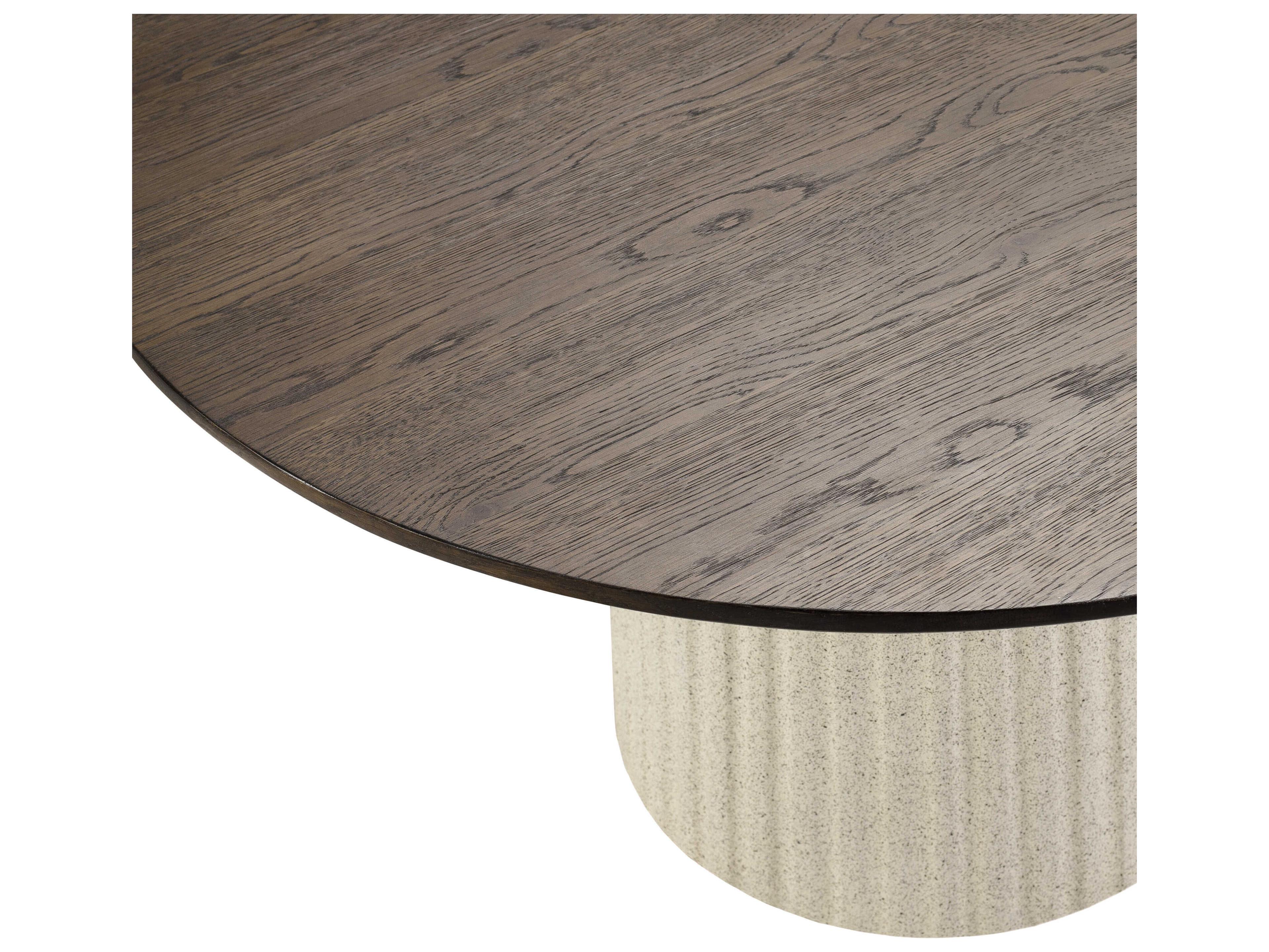Surya Cornelia Round Wood Dark Brown Beige Black Coffee Table
