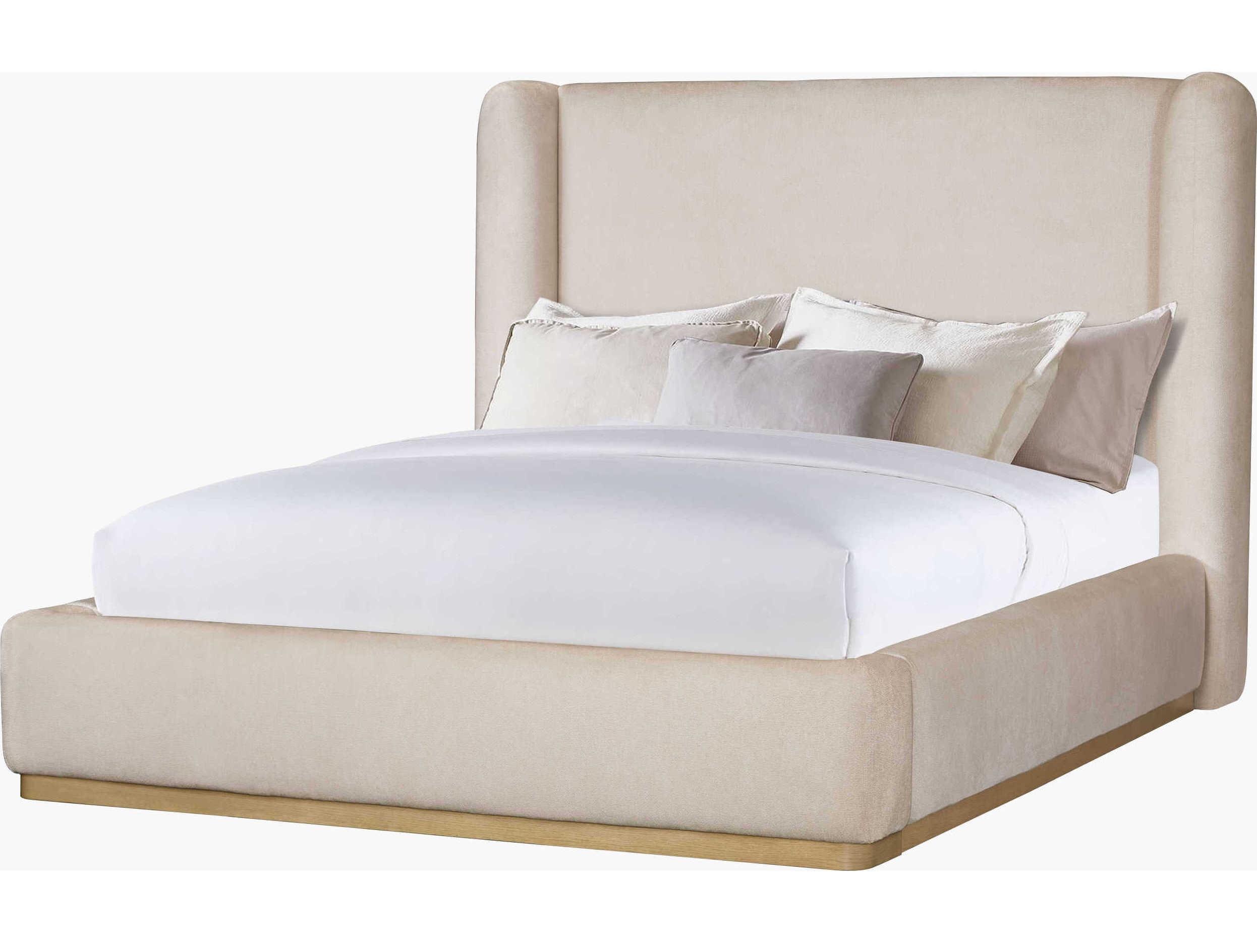 Surya Covina Brown Rubberwood Upholstered Queen Platform Bed