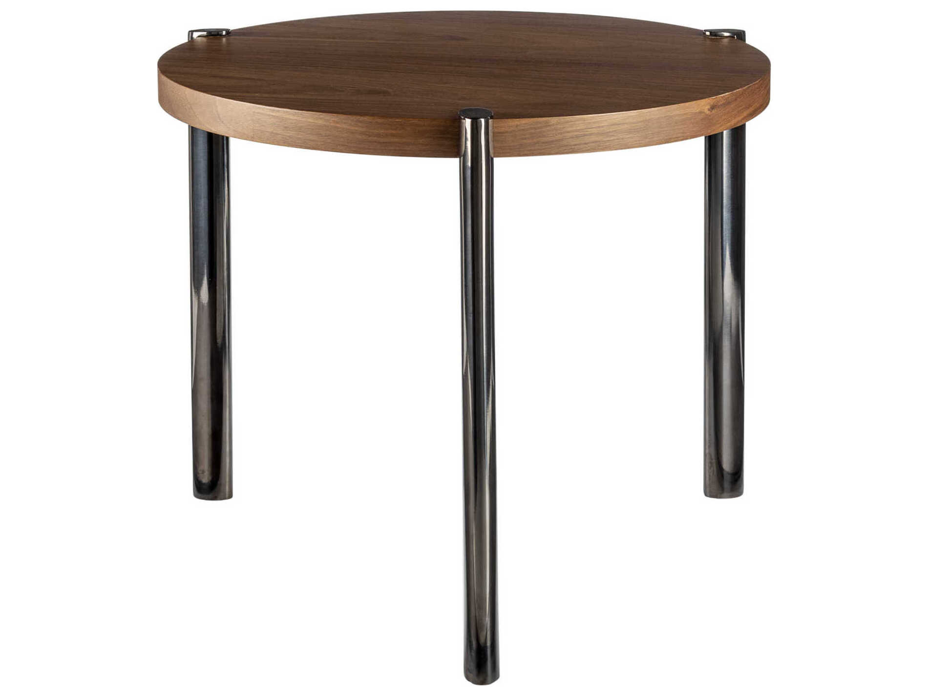 Surya Caro Round Wood Dark Brown Black End Table