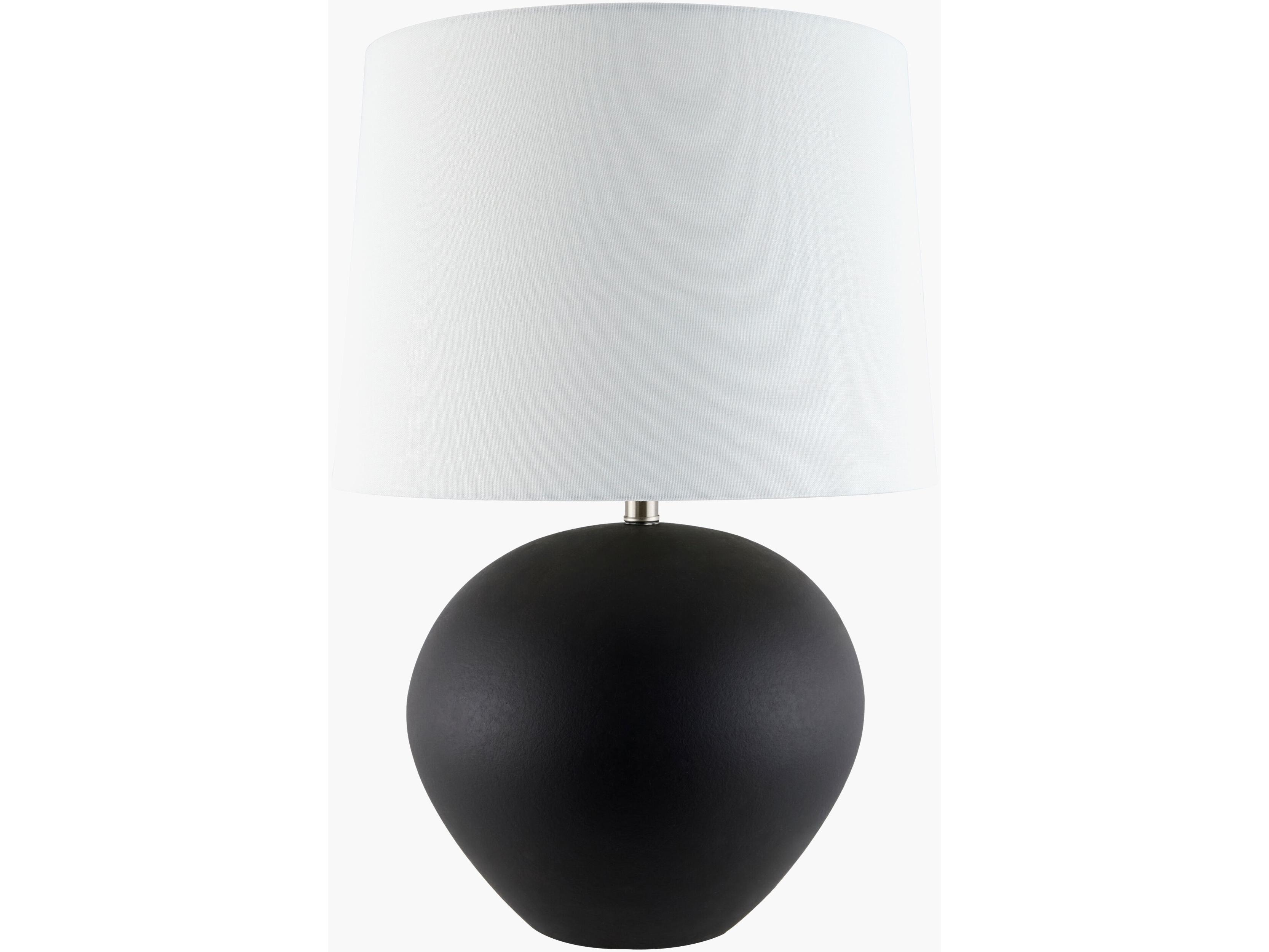 Surya Chronos Black White Cream Linen Table Lamp