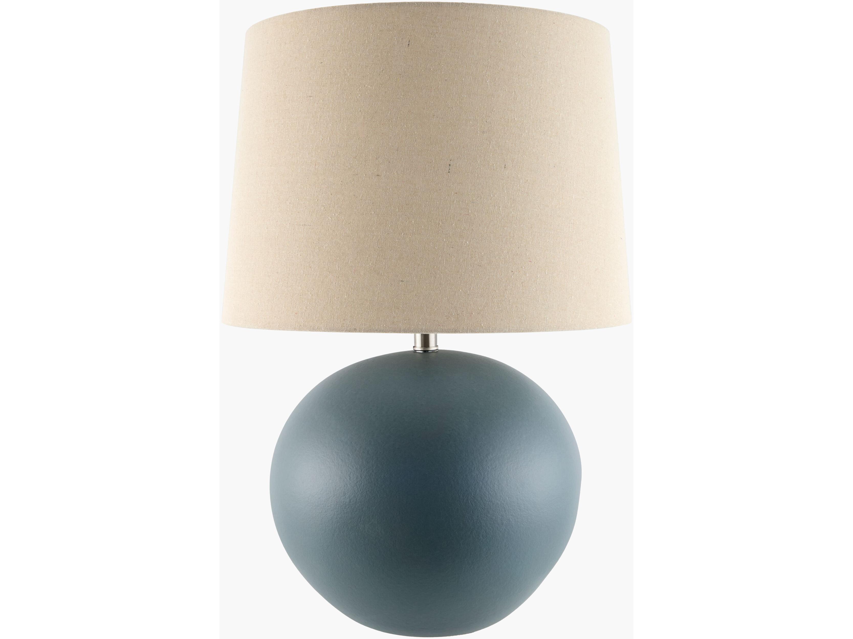 Surya Chronos Glazed Green White Cream Linen Table Lamp