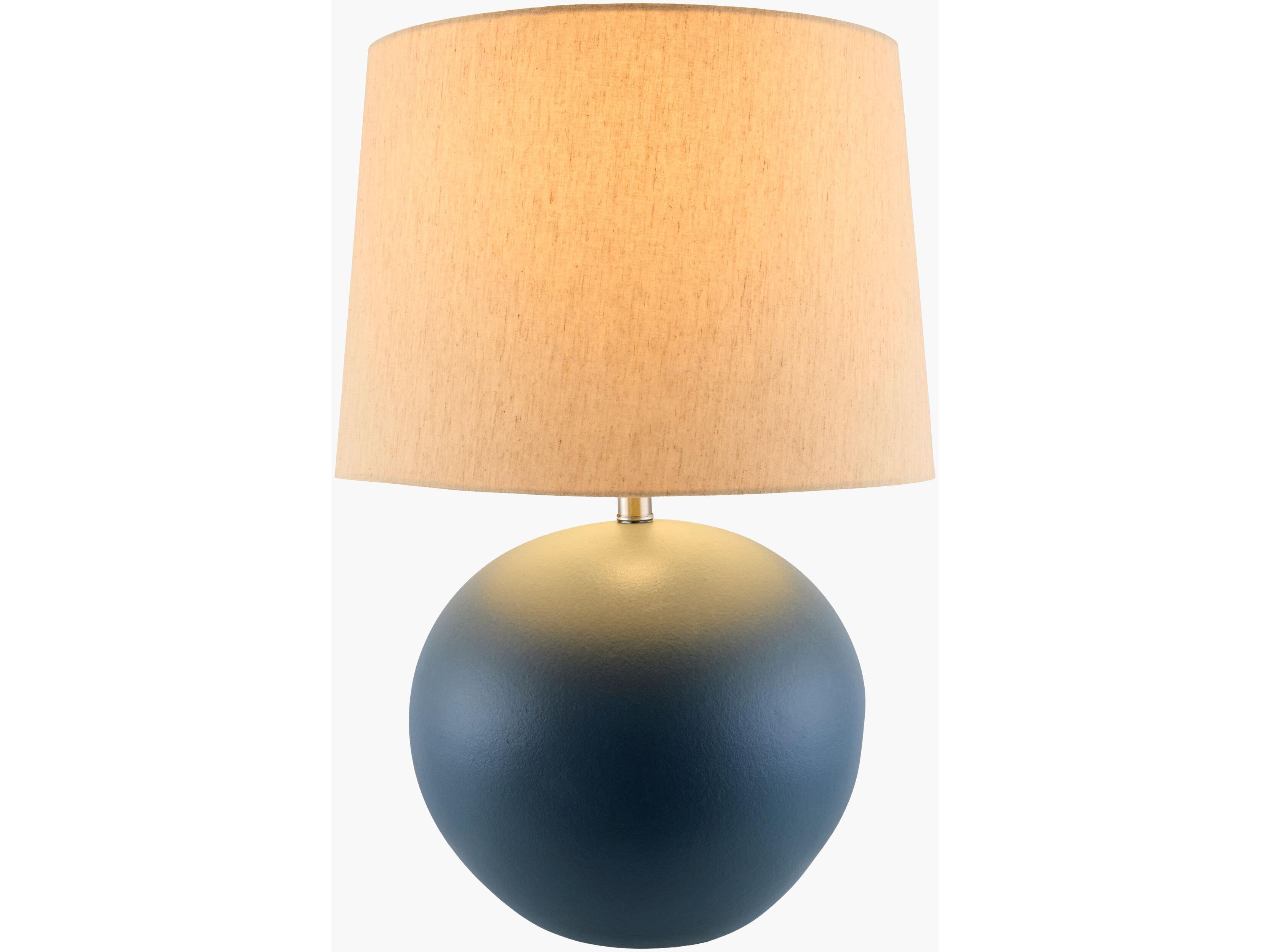 Surya Chronos Glazed Green White Cream Linen Table Lamp
