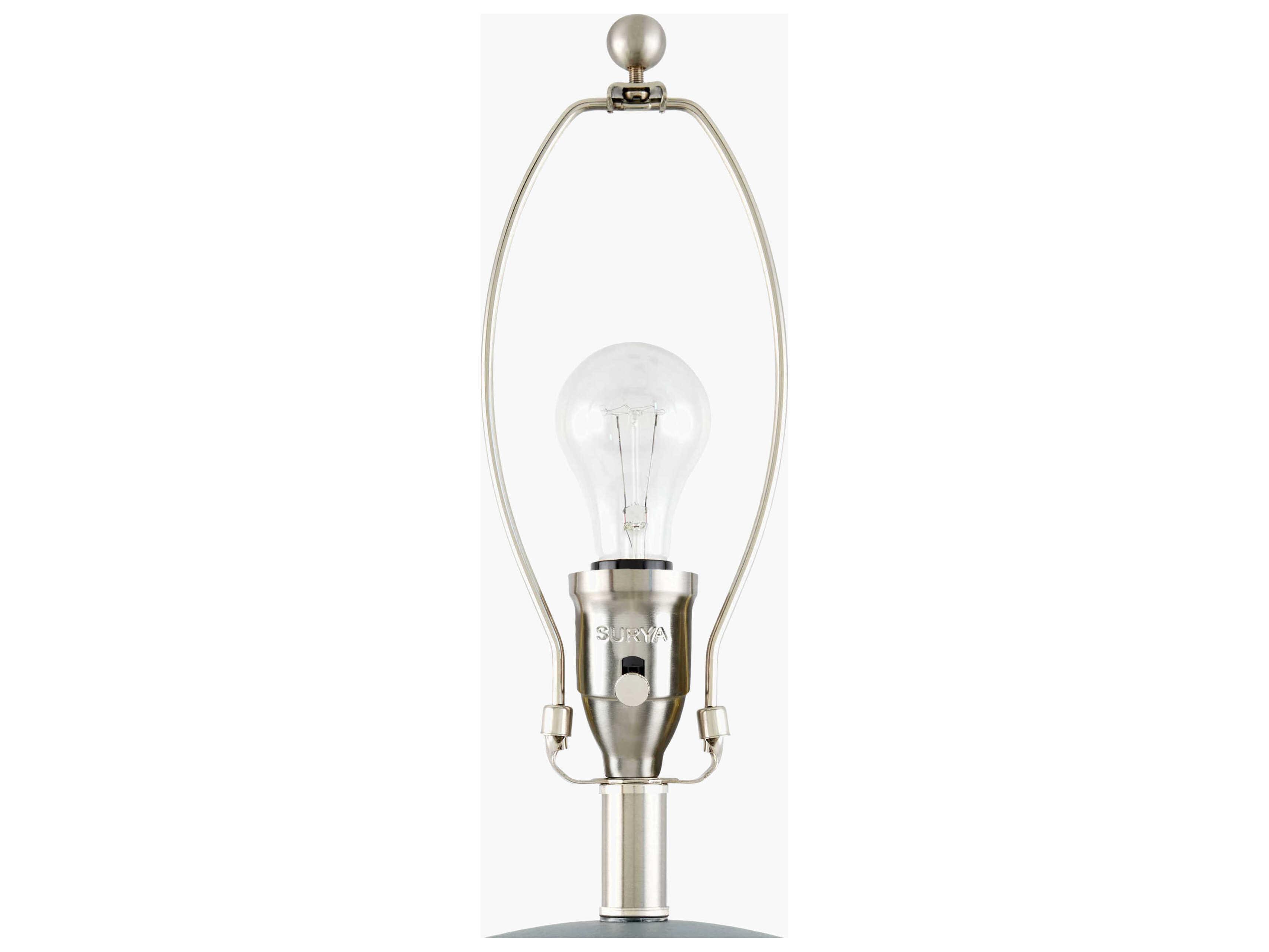 Surya Chronos Glazed Green White Cream Linen Table Lamp