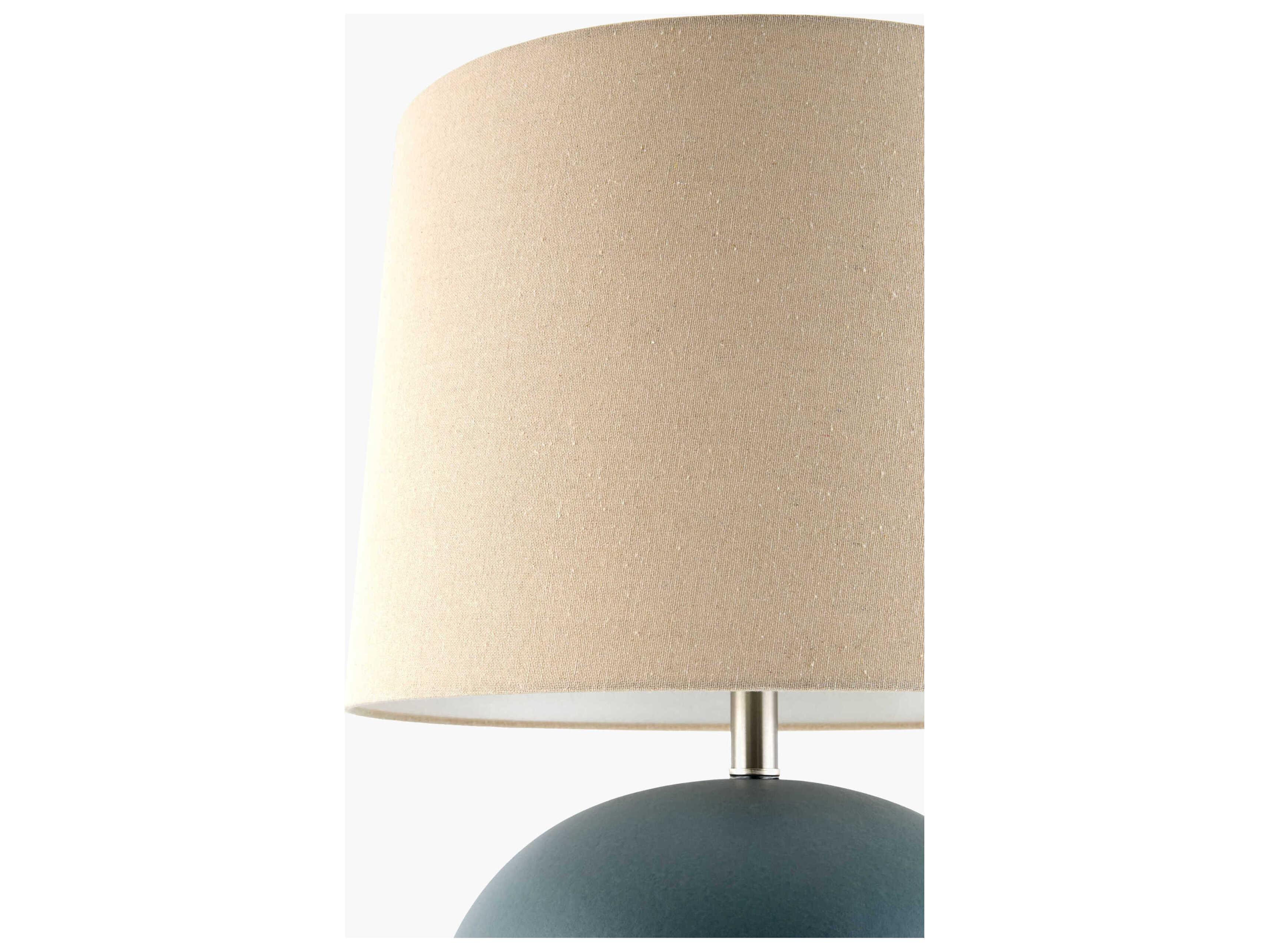 Surya Chronos Glazed Green White Cream Linen Table Lamp