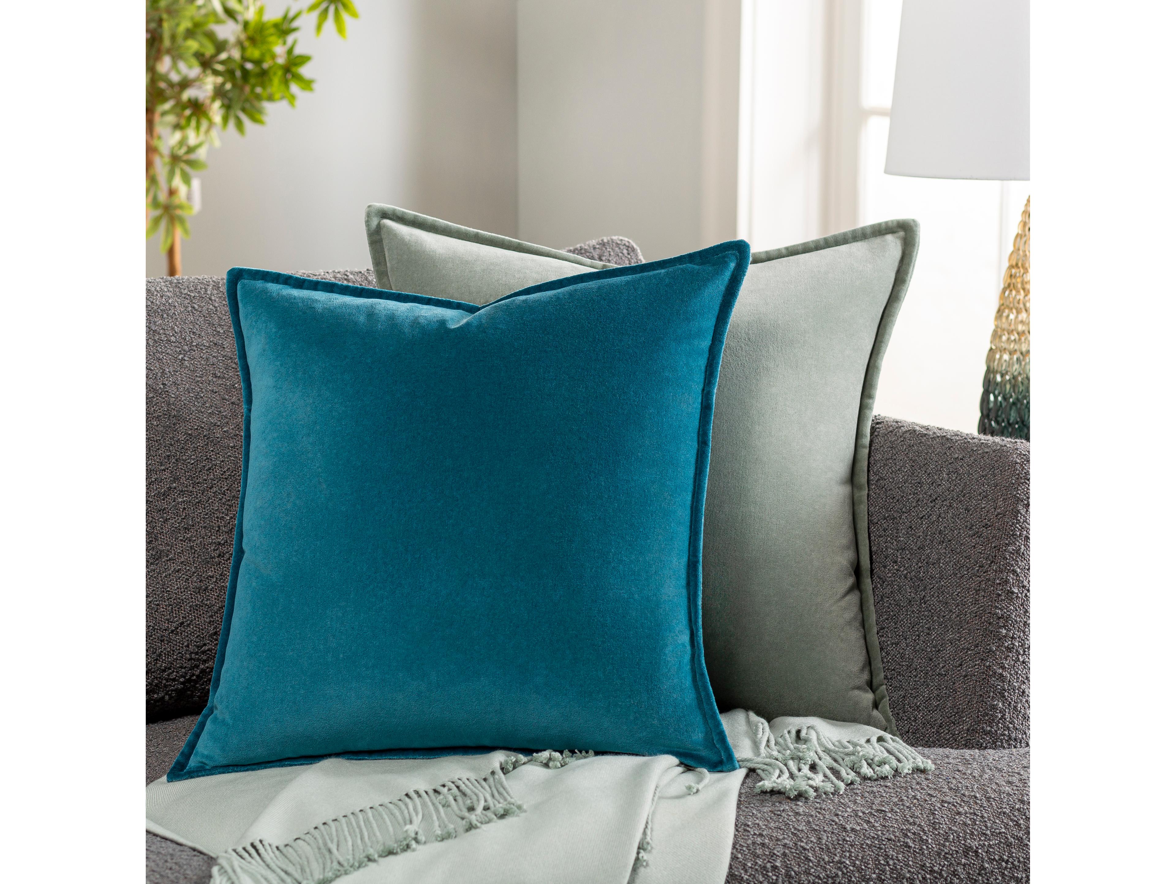 Surya Cotton Velvet Deep Teal Pillow