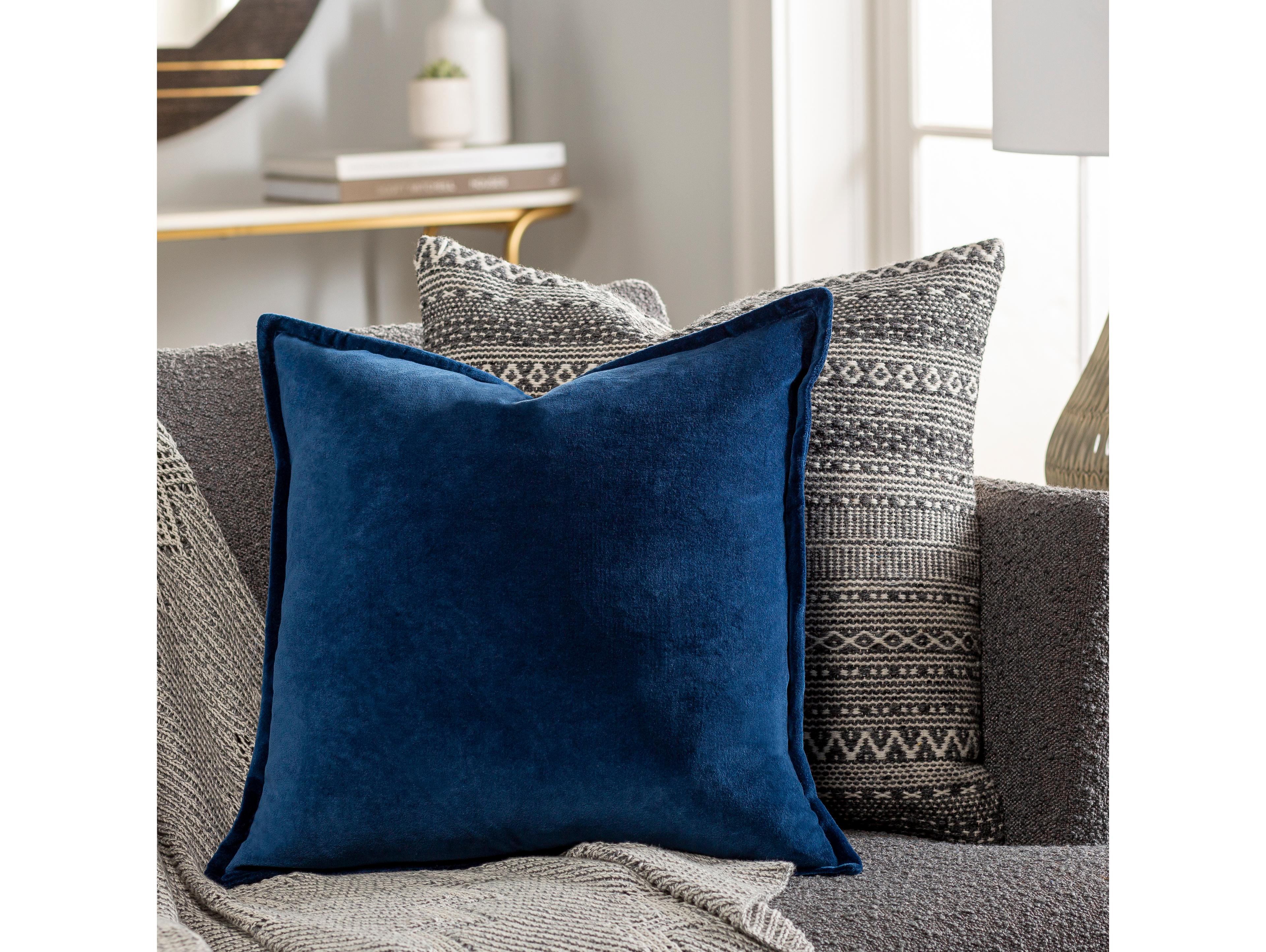 Surya Cotton Velvet Navy Pillow