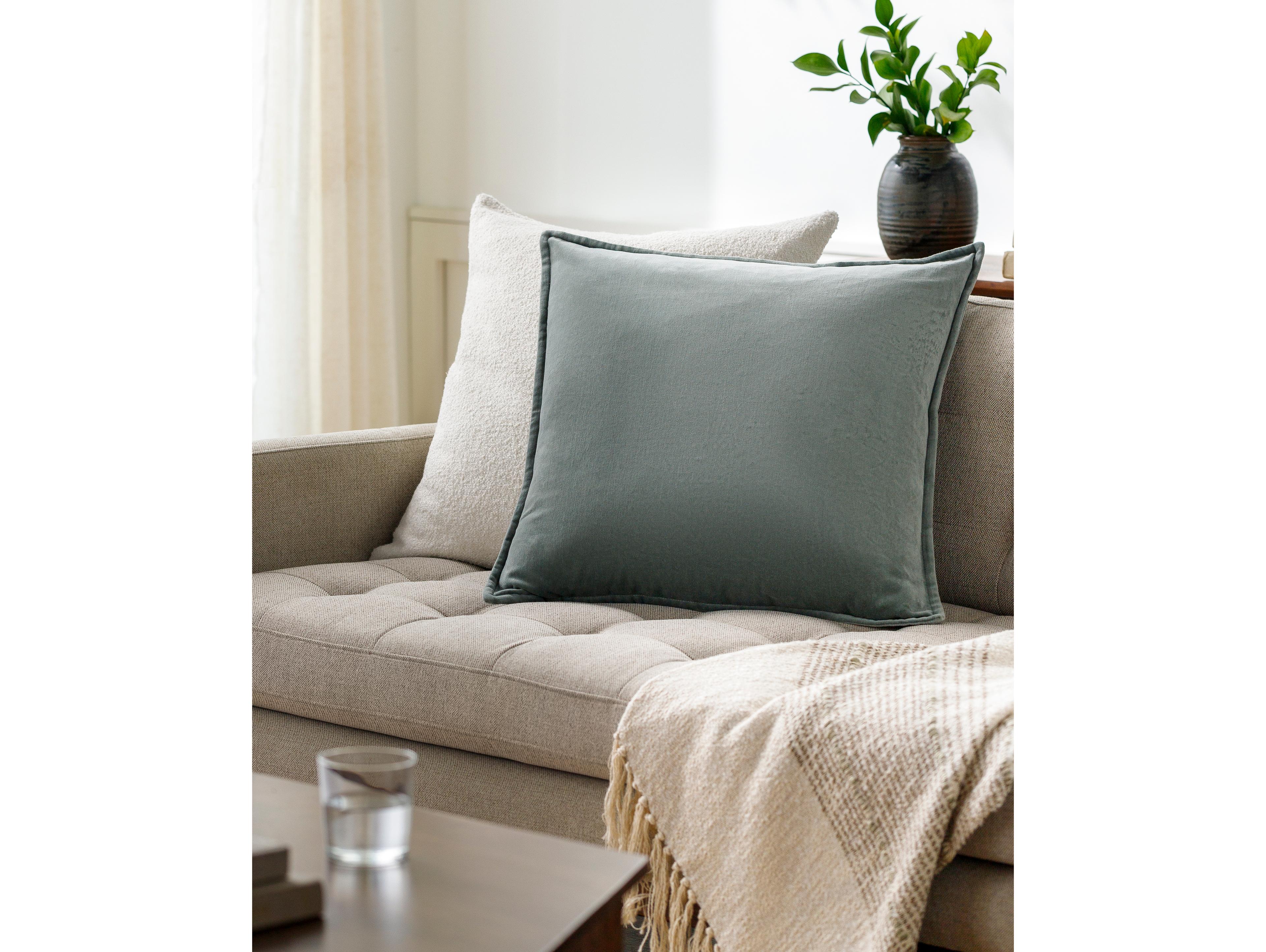 Surya Cotton Velvet Sage Pillow