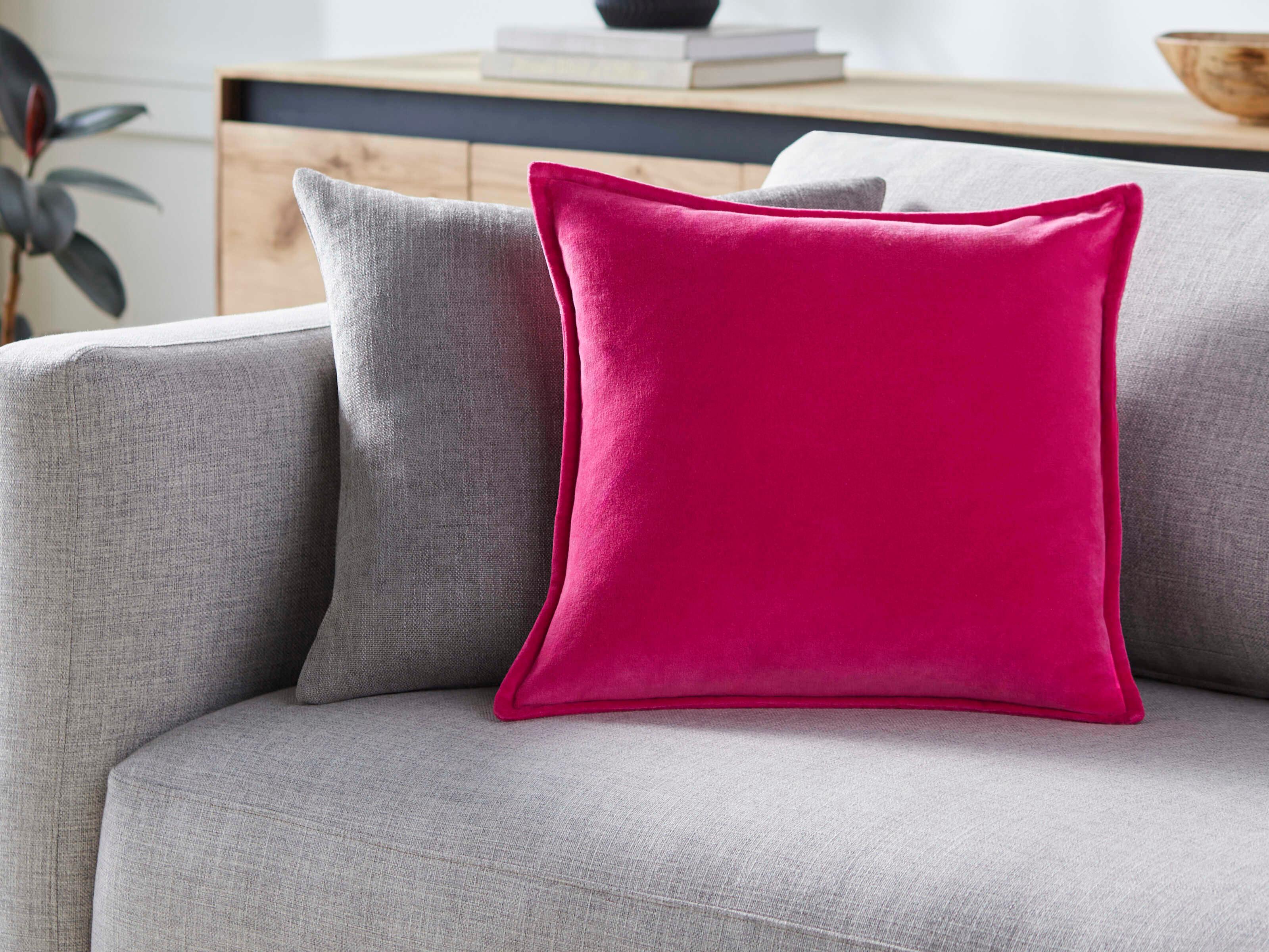 Surya Cotton Velvet Rose Pillow