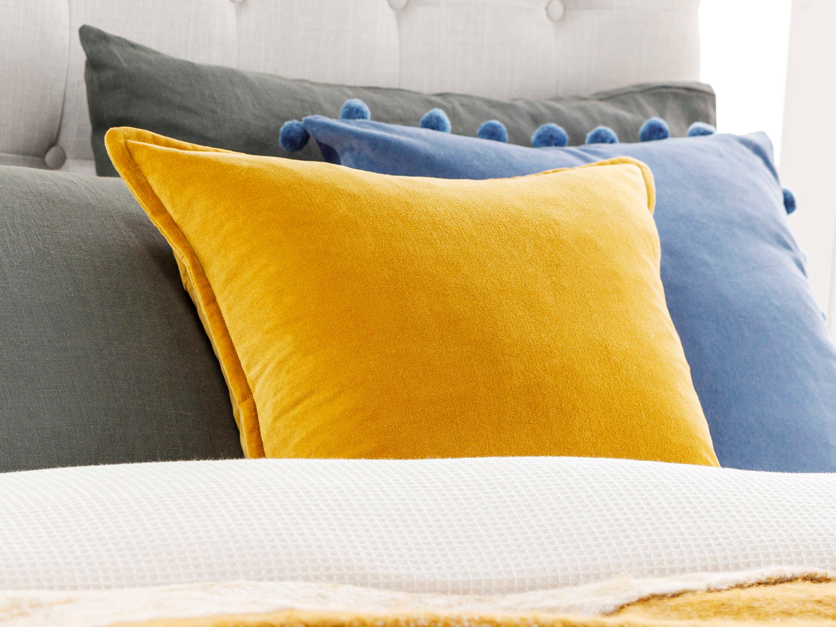 Surya Cotton Velvet Yellow Pillow