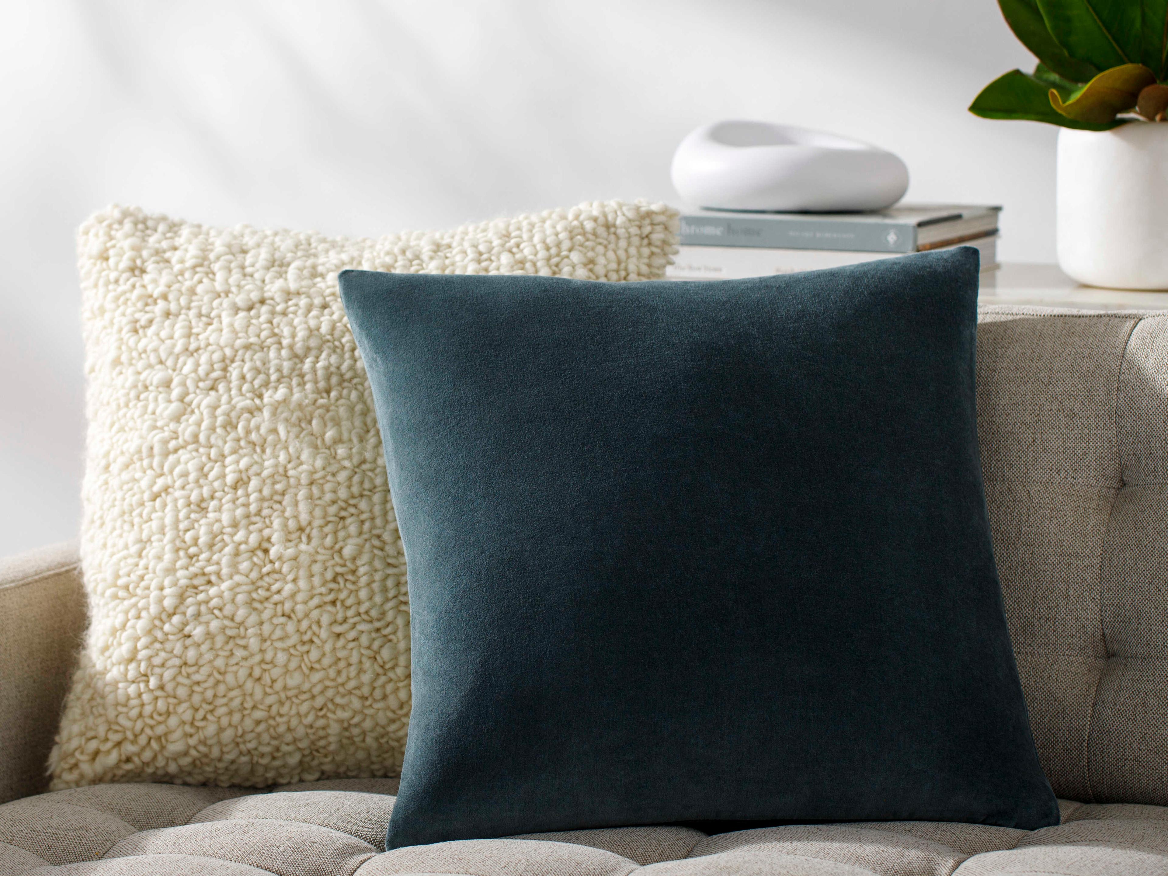 Surya Cotton Velvet Slate Gray Pillow