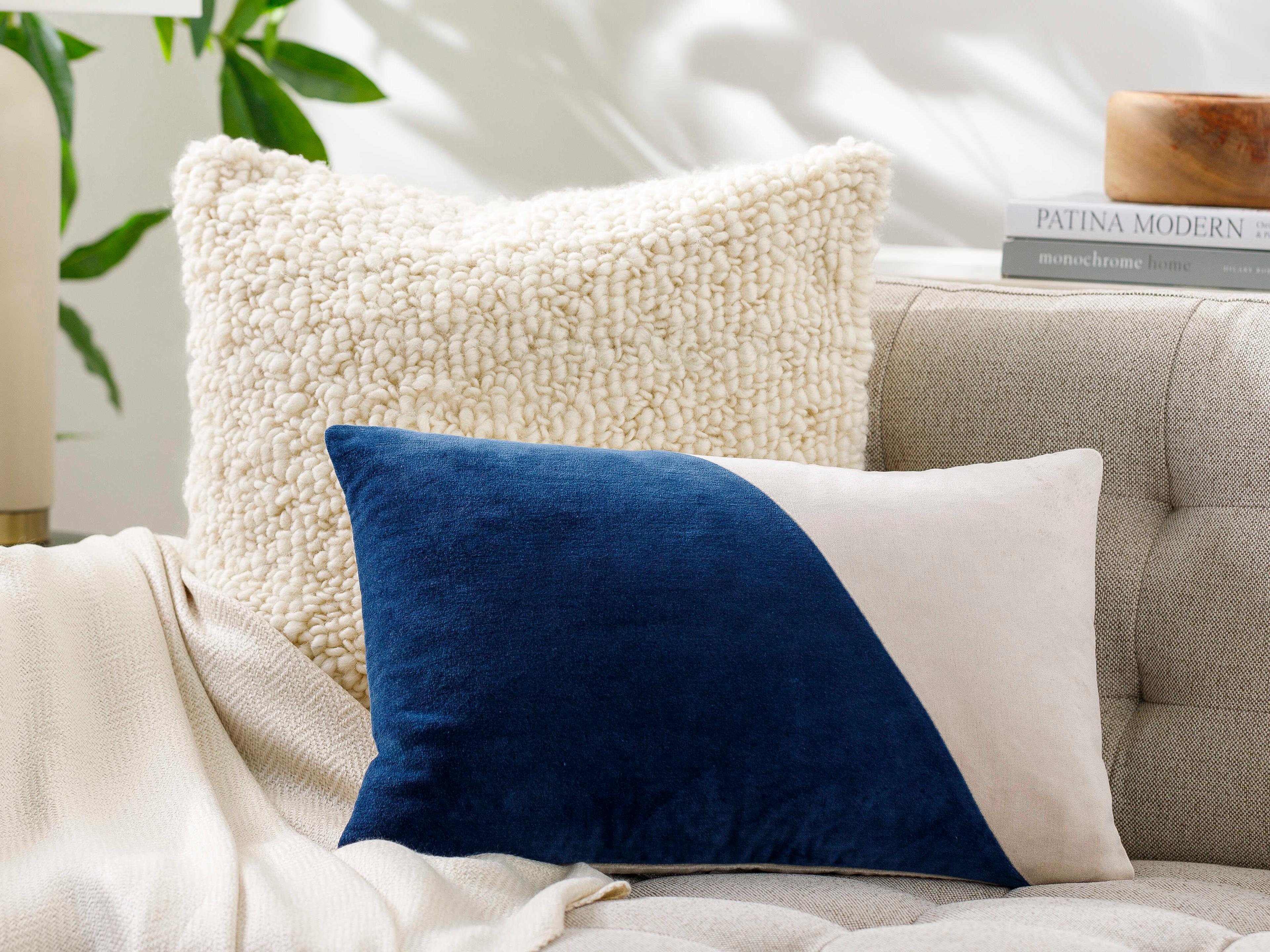 Surya Cotton Velvet Dark Blue Pillow