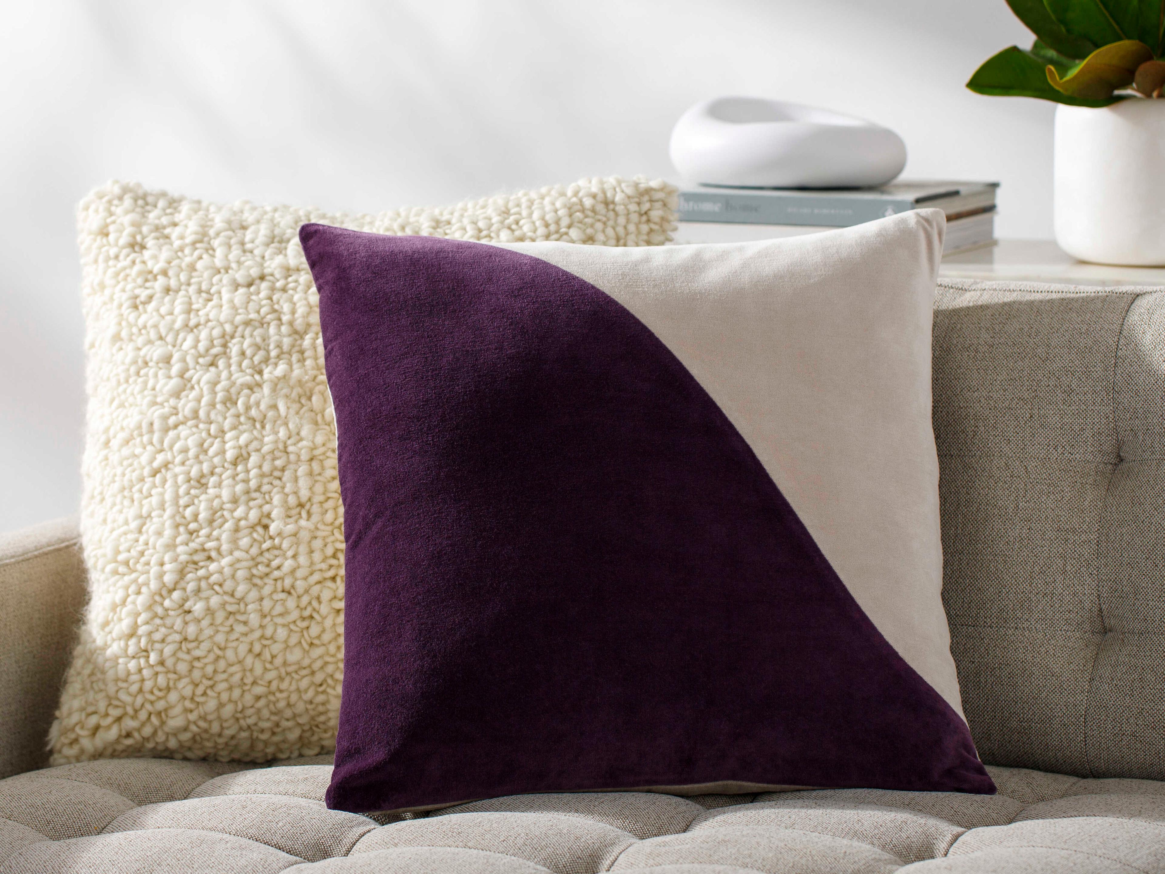Surya Cotton Velvet Plum Pillow