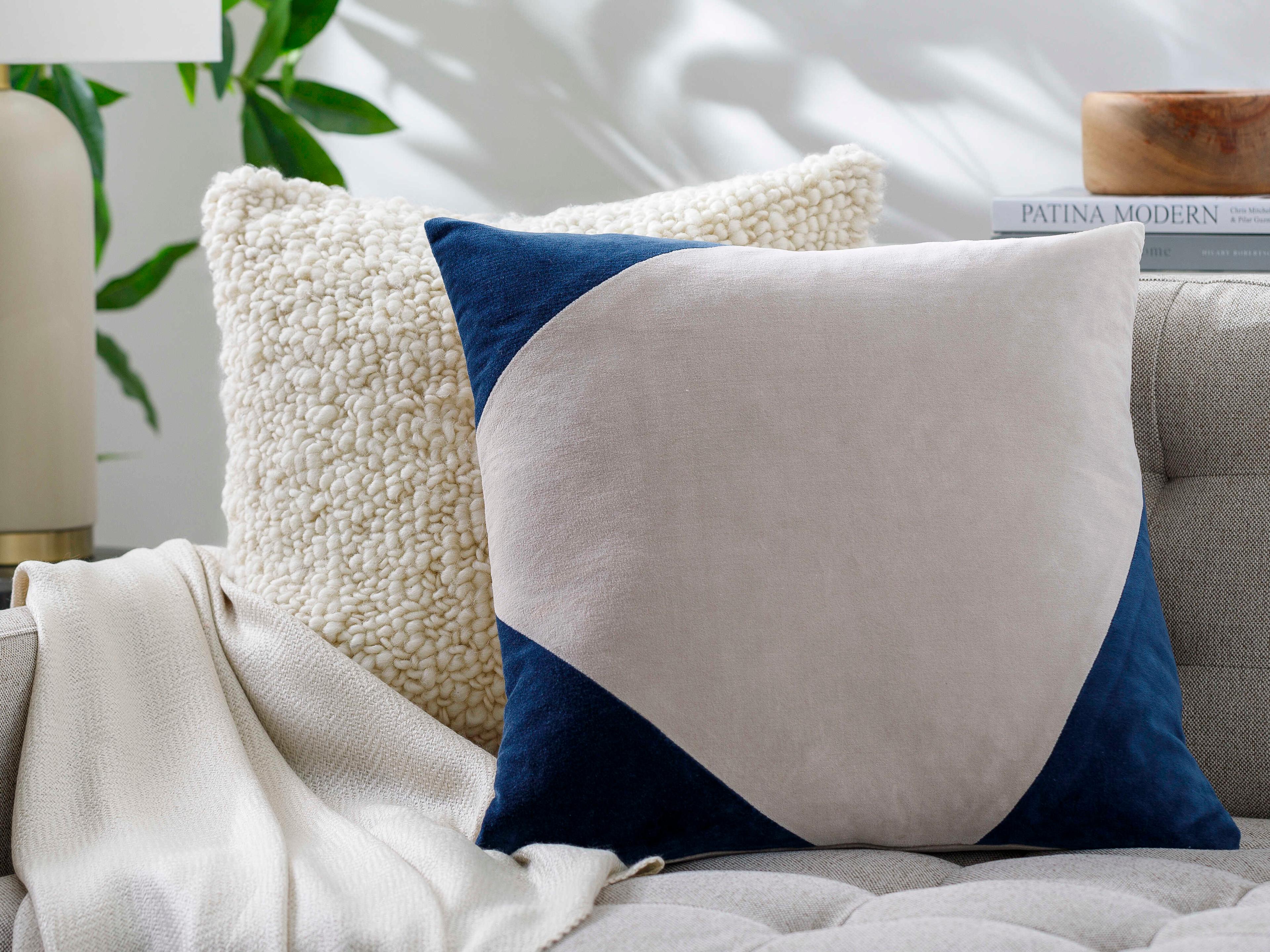 Surya Cotton Velvet Navy Pillow