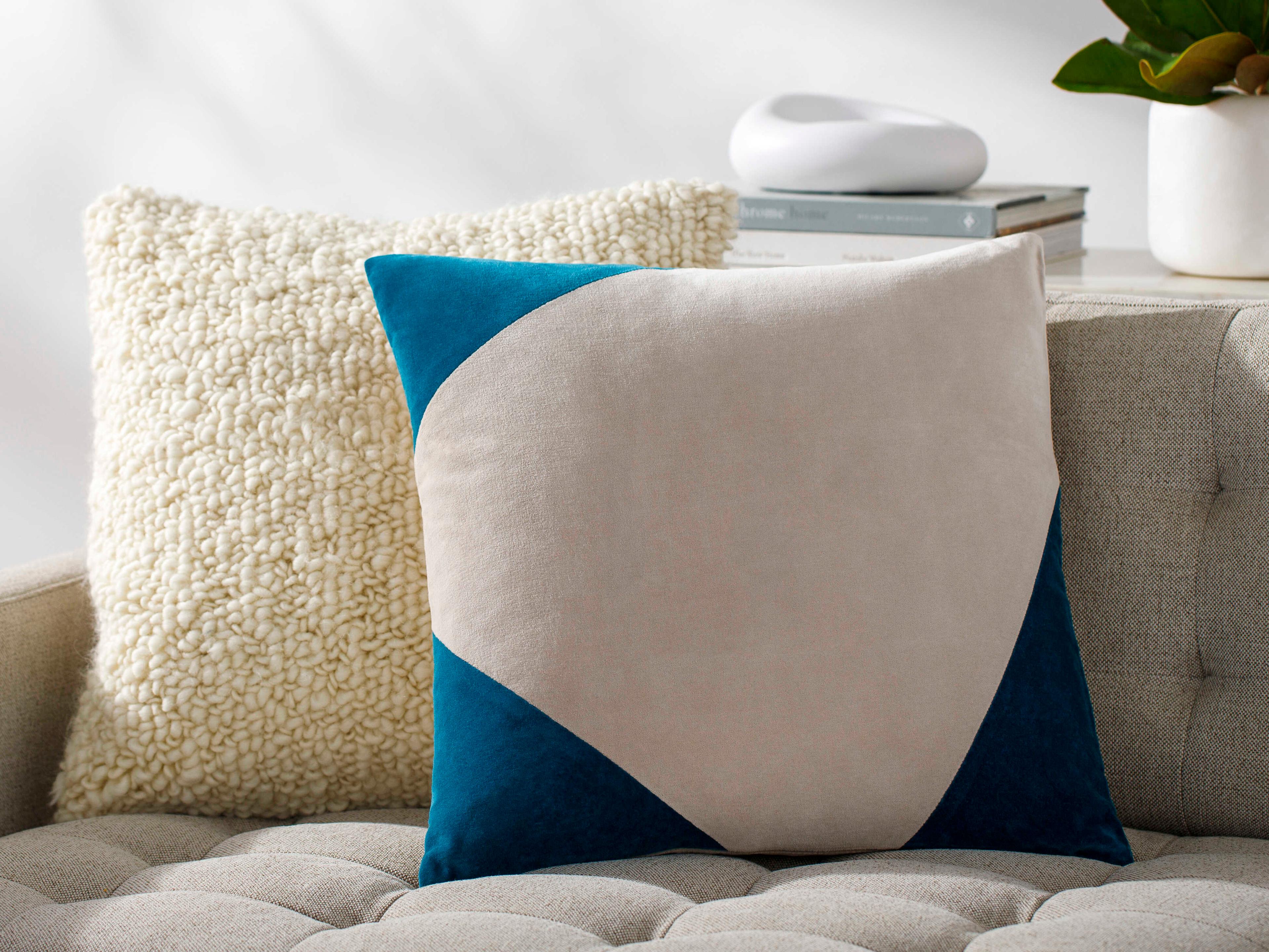 Surya Cotton Velvet Teal Pillow