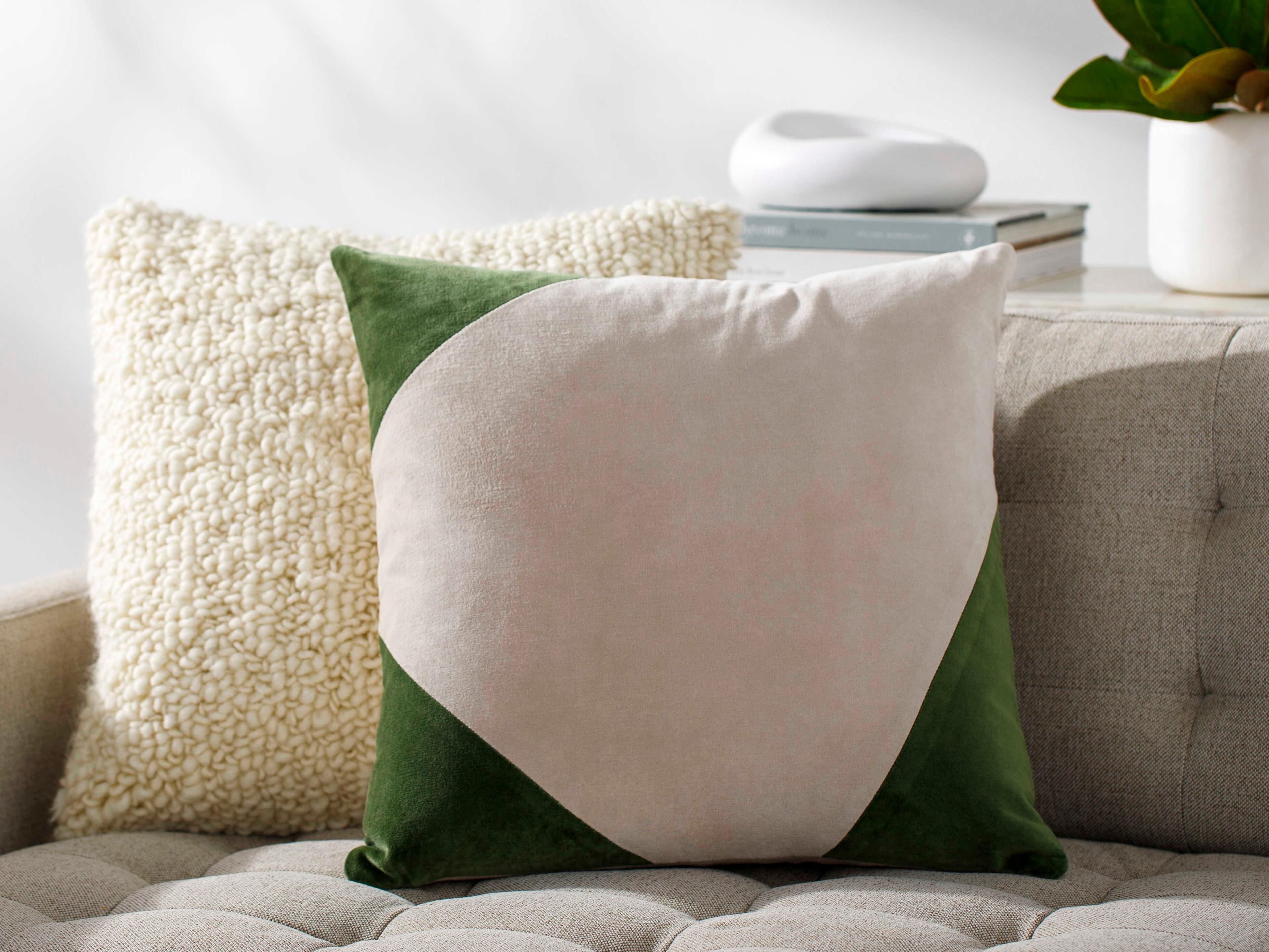 Surya Cotton Velvet Grass Green Pillow