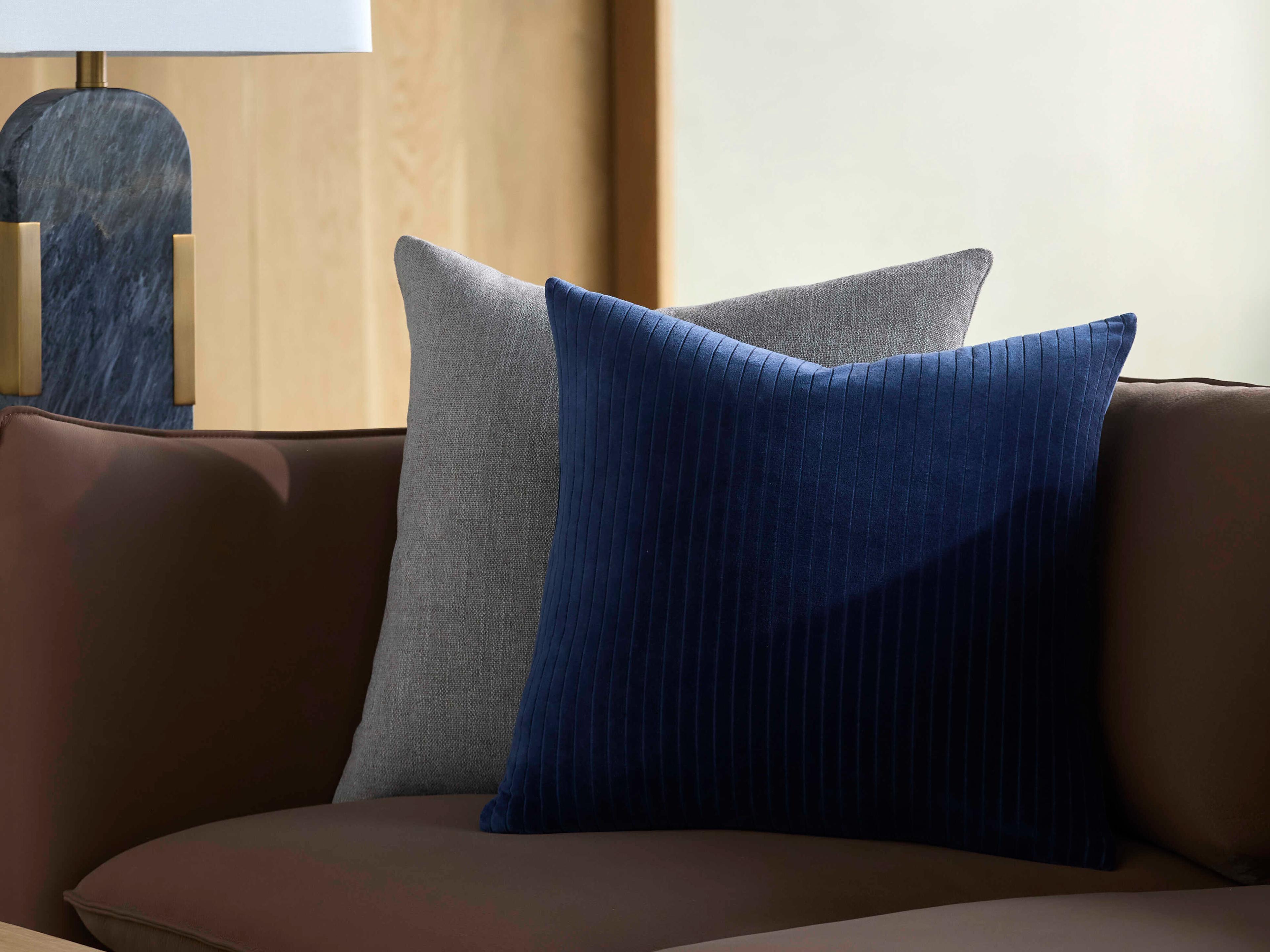 Surya Cotton Velvet Navy Pillow