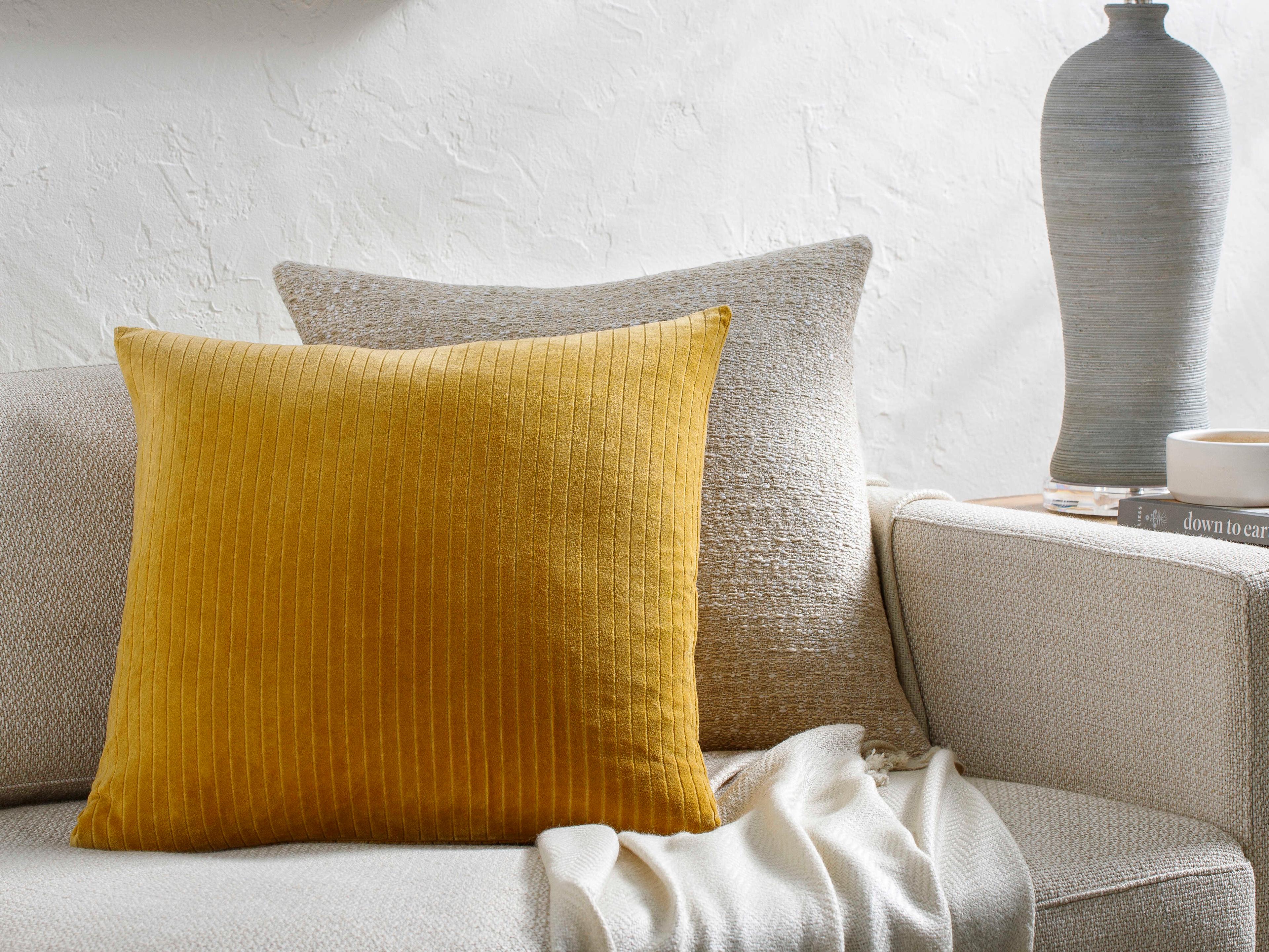 Surya Cotton Velvet Mustard Pillow