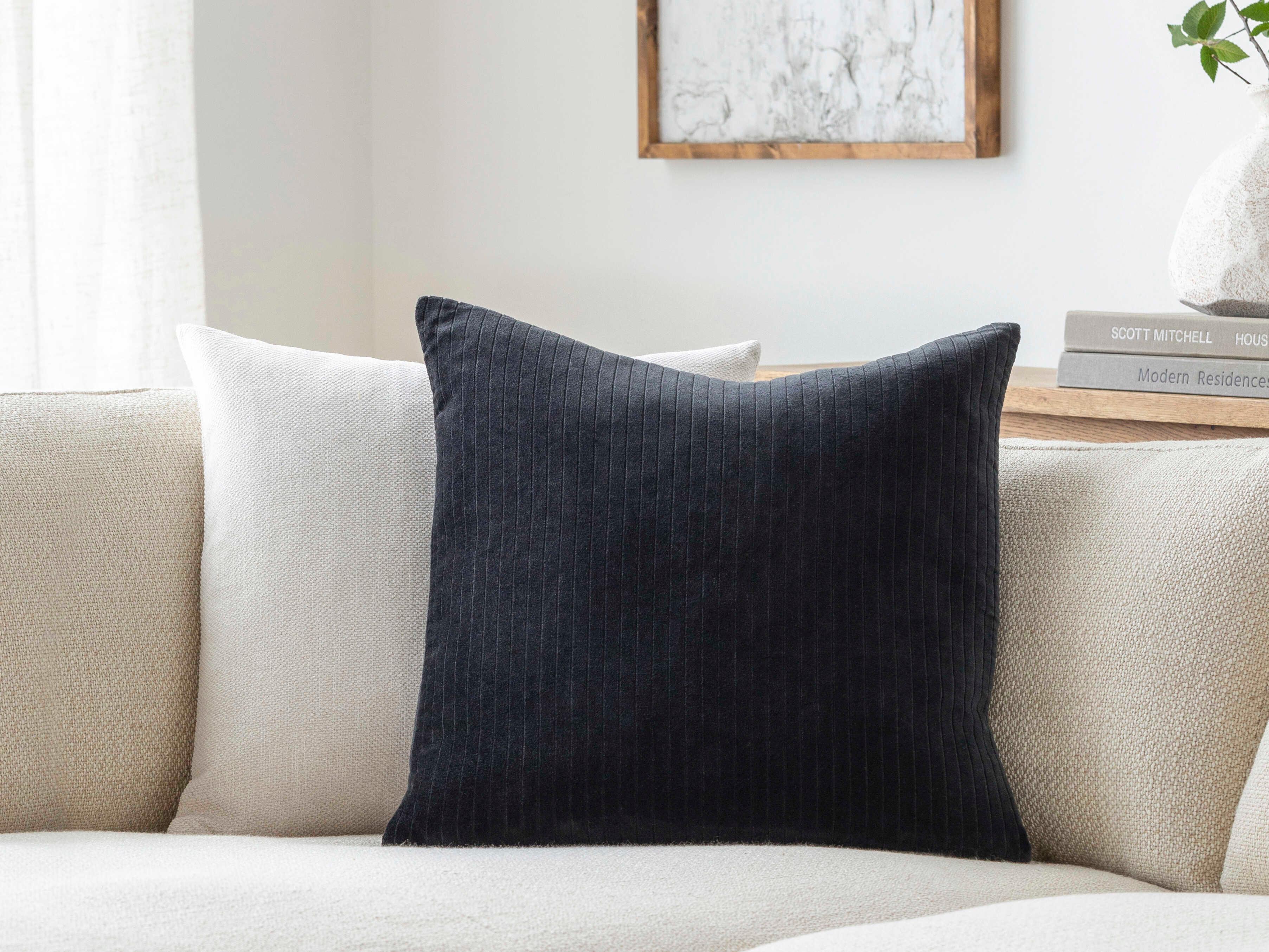 Surya Cotton Velvet Ink Blue Pillow