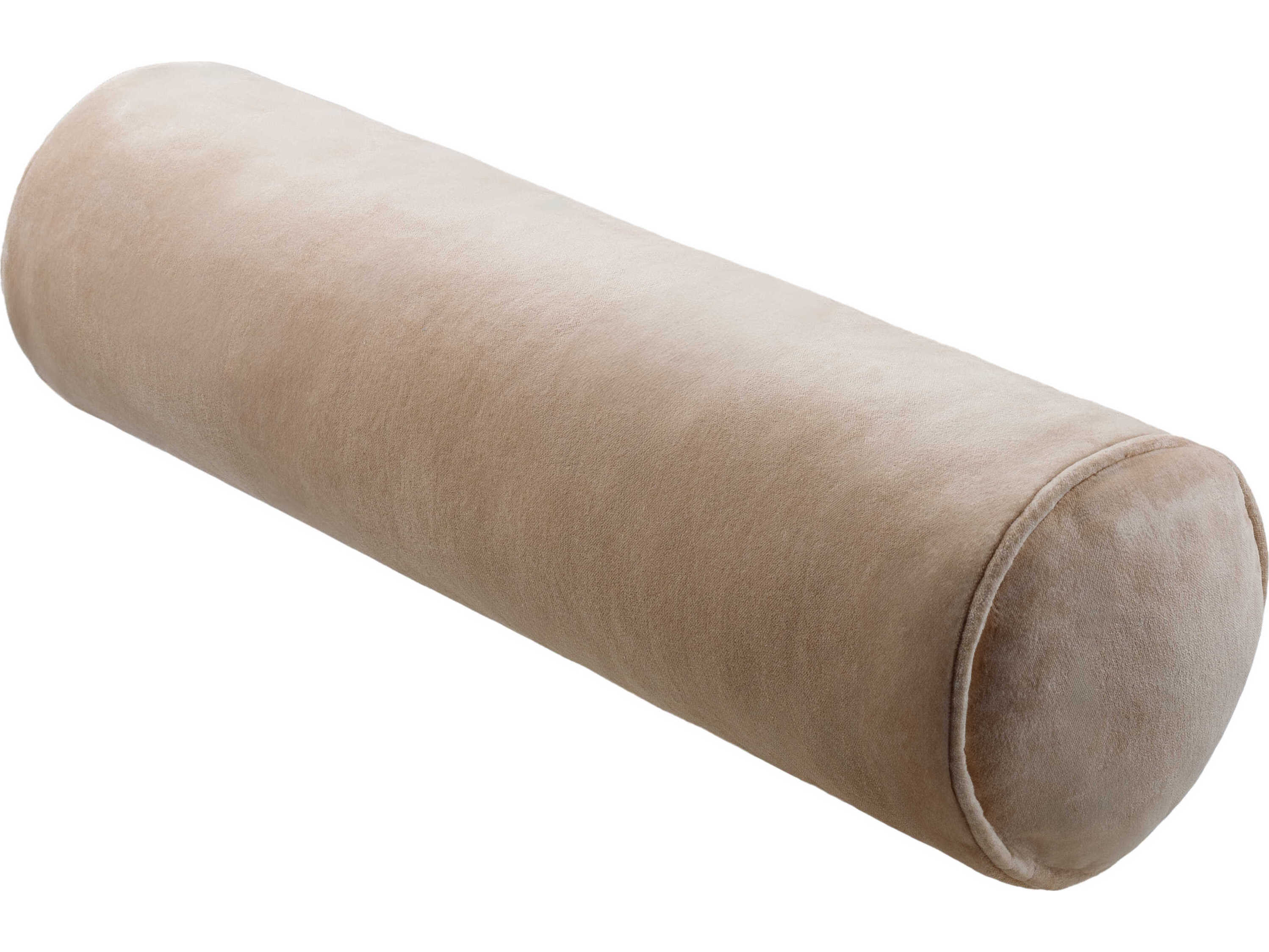 Surya Cotton Velvet Bolster Beige Pillow
