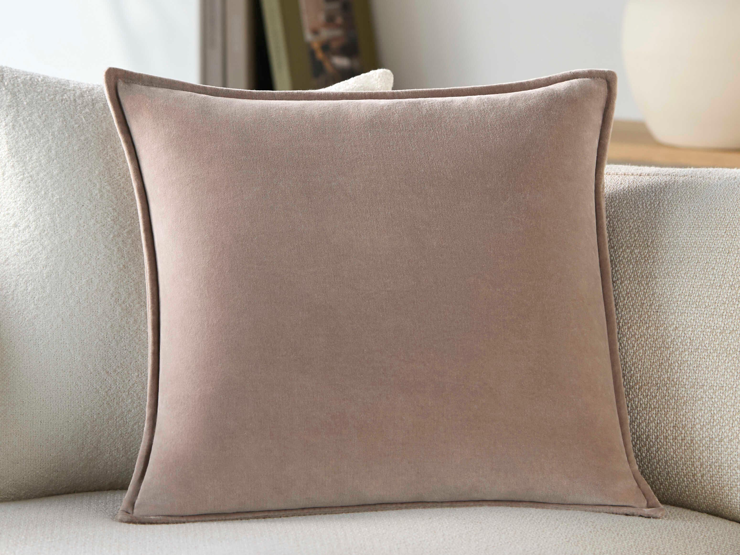 Surya Cotton Velvet Beige Pillow