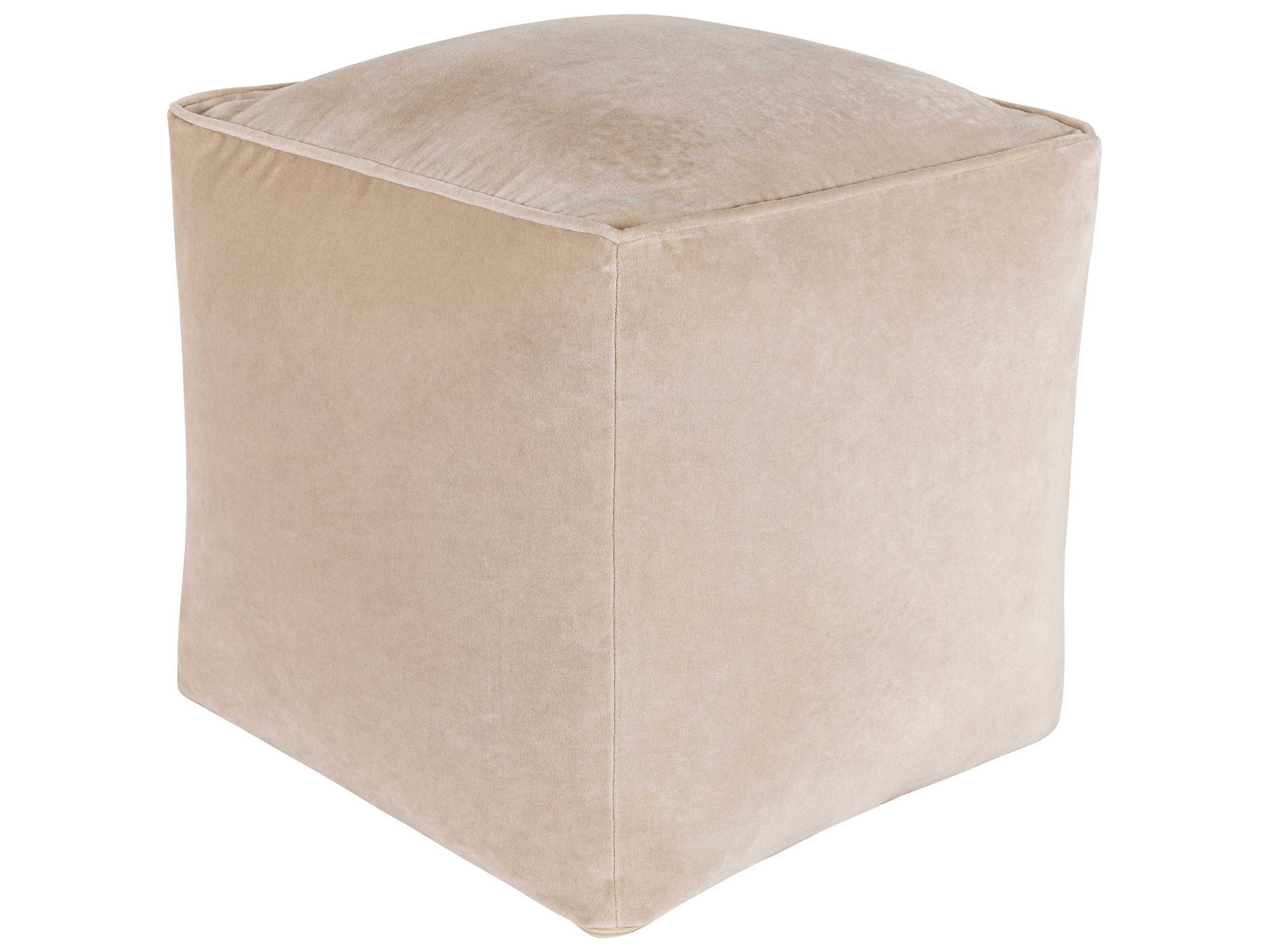 Surya Cotton Velvet Cream Ottoman