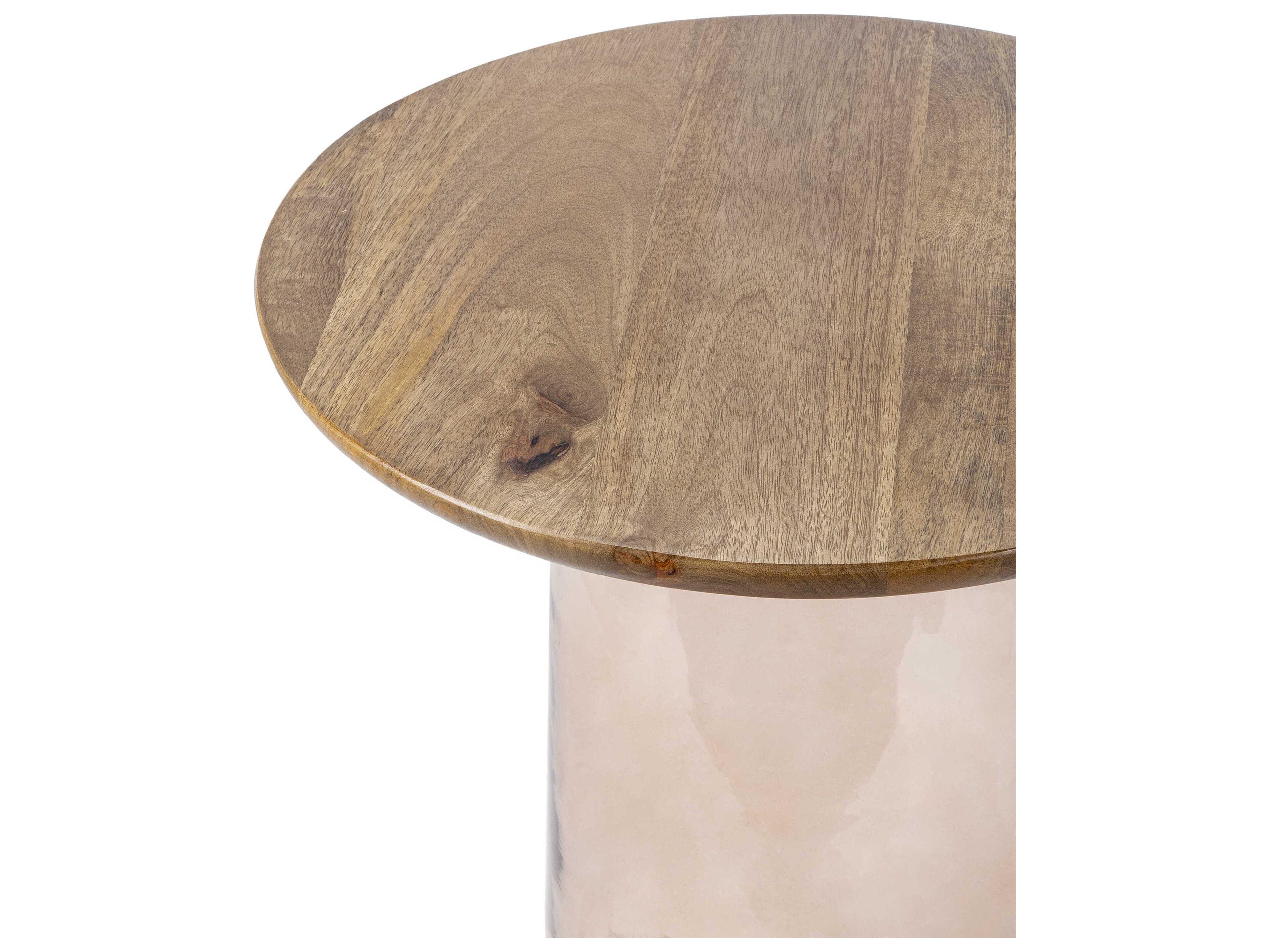 Surya Colwyn Round Wood Rust Dark Brown End Table