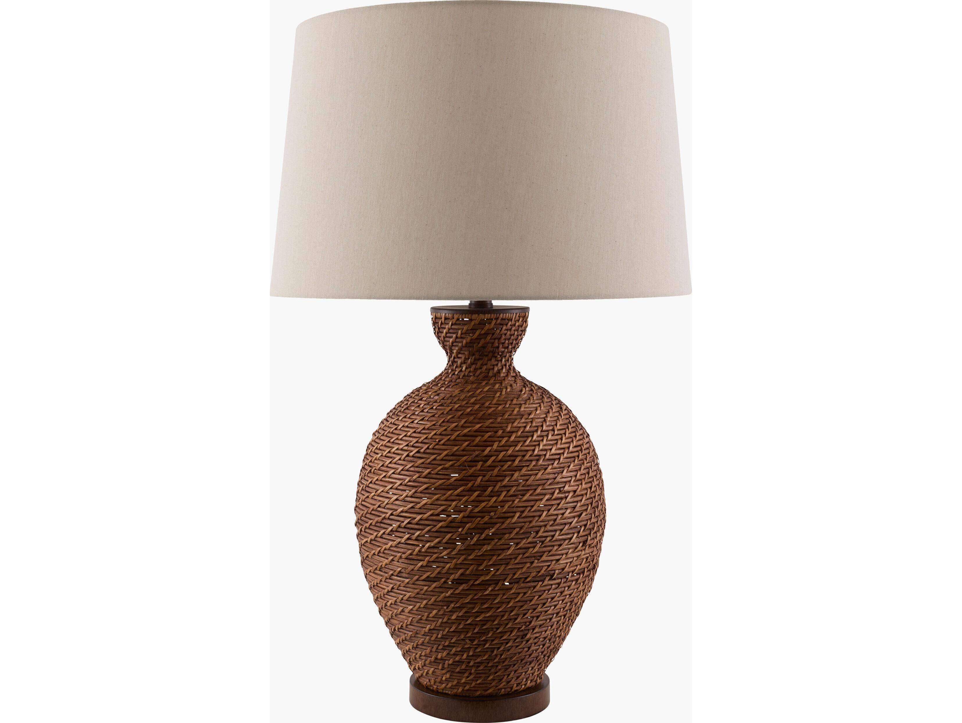 Surya Dingle Dark Brown Wheat Linen Buffet Lamp