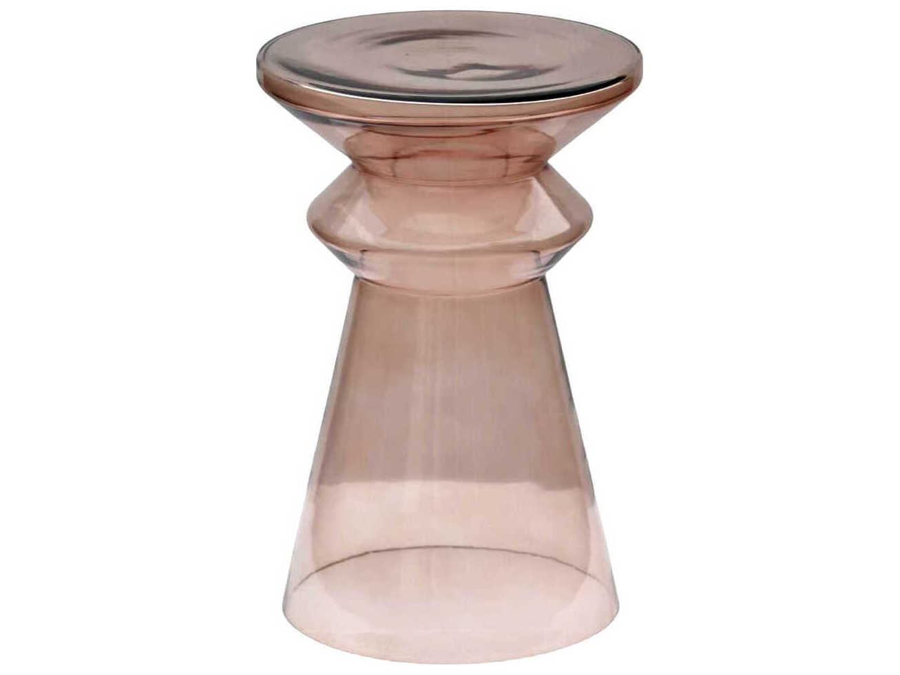 Surya Donora Round Glass Rust Dark Brown End Table