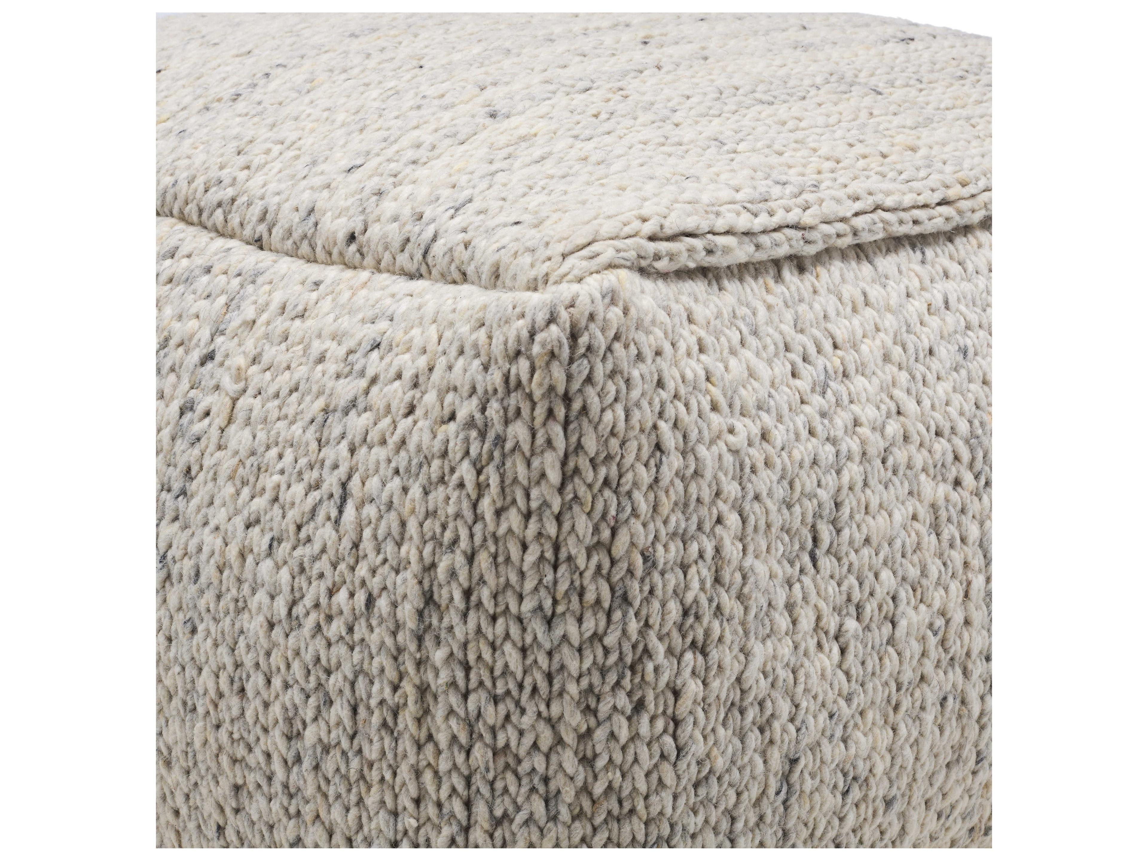 Surya Derby Cream Upholstered Pouf