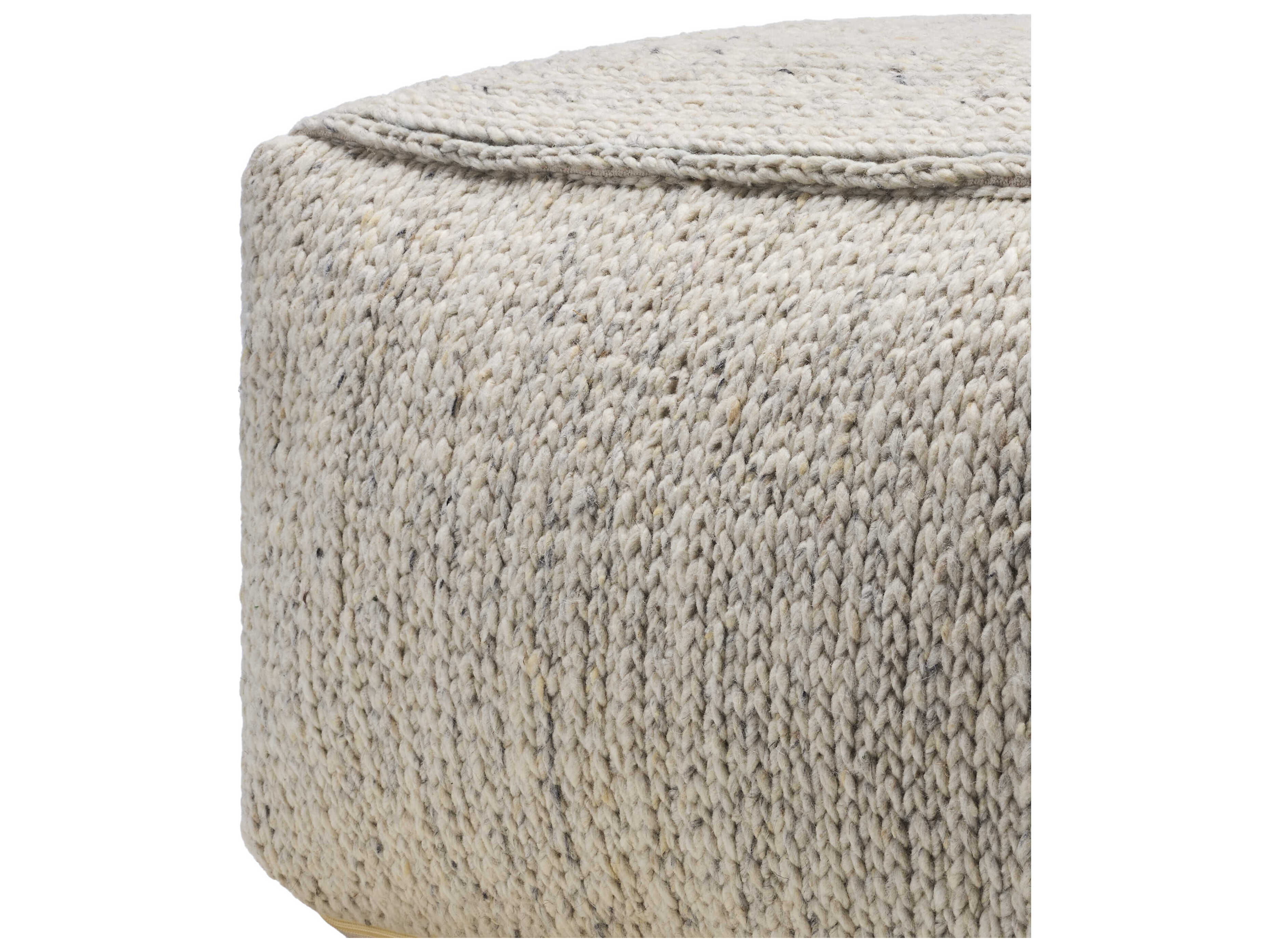 Surya Derby Cream Upholstered Pouf