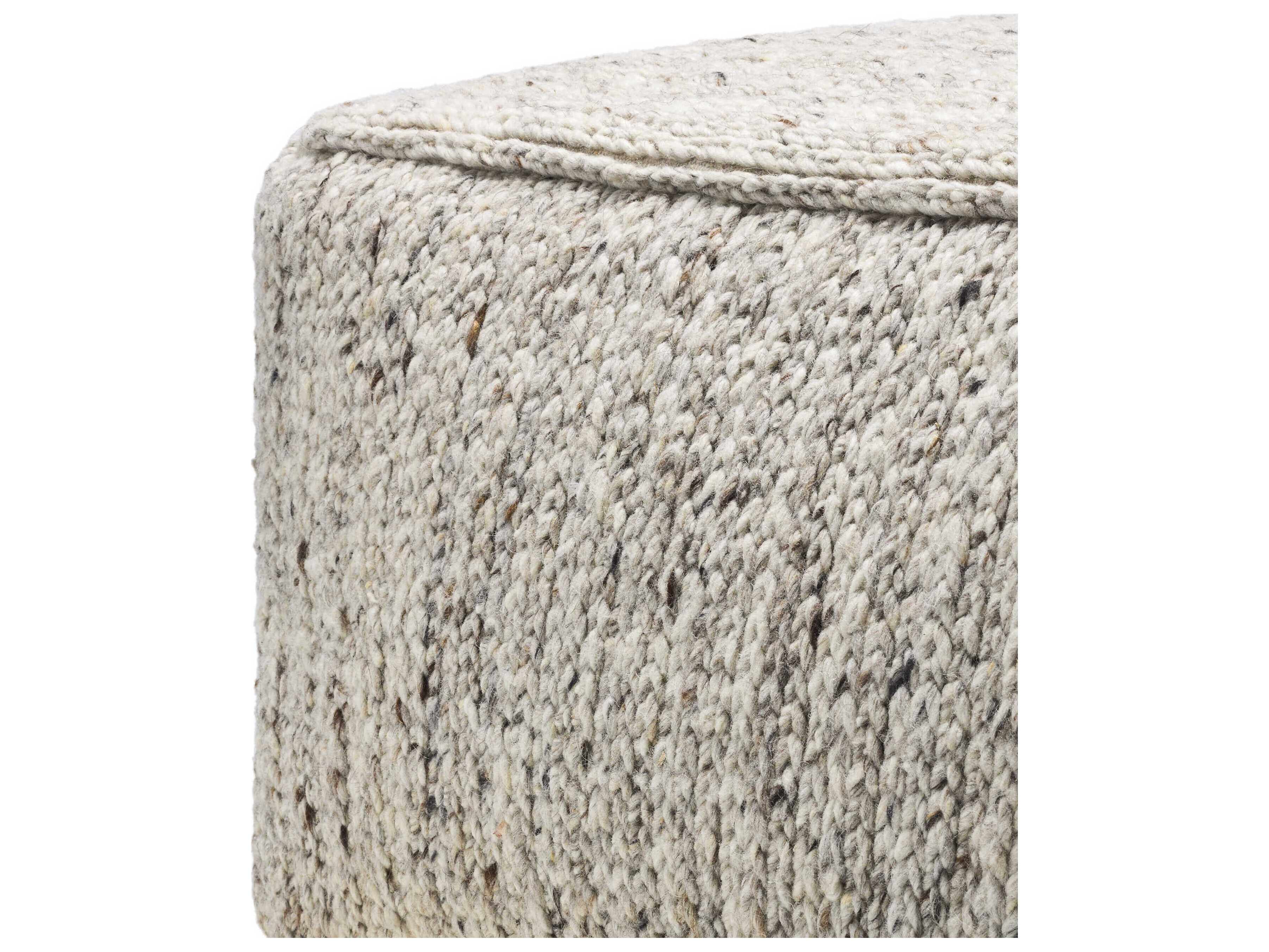 Surya Derby Oatmeal Beige Upholstered Pouf