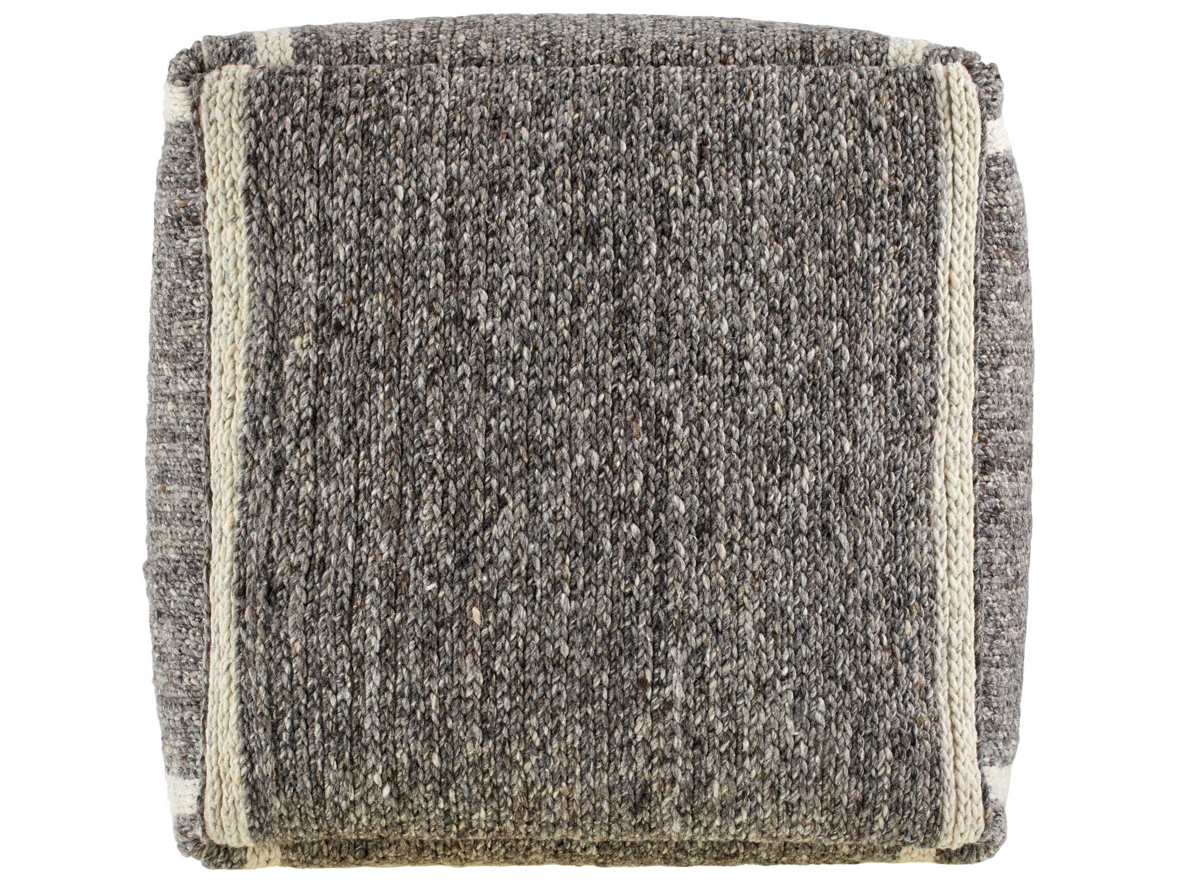 Surya Derby Brown Upholstered Pouf